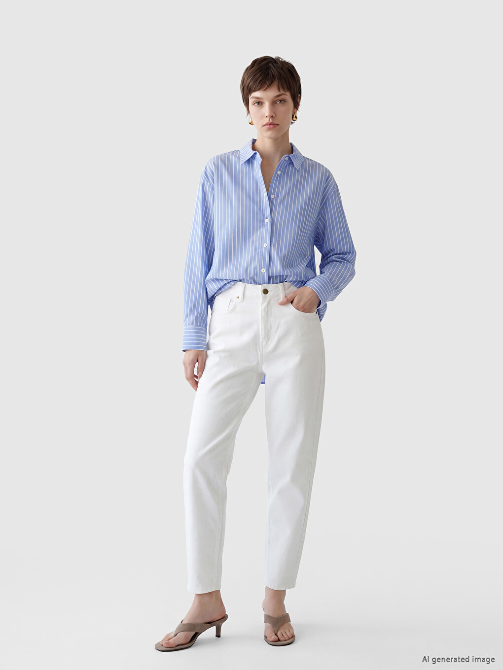 Striped Lace Detailed Women's Shirt-2