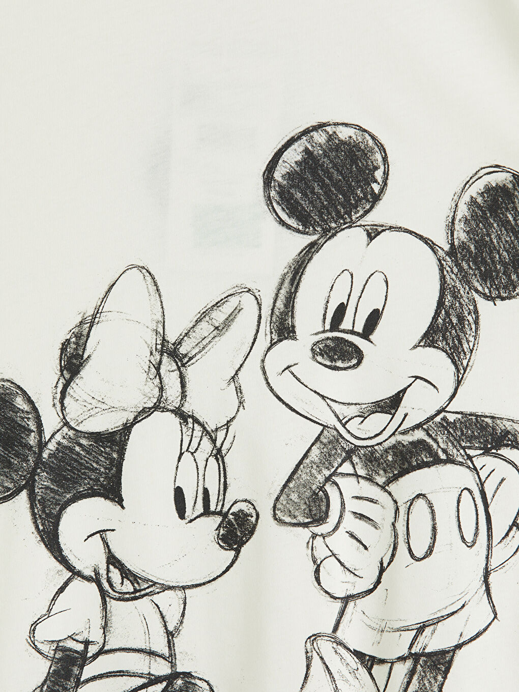 Bej Mickey Mouse Baskılı Kadın Tişört-2