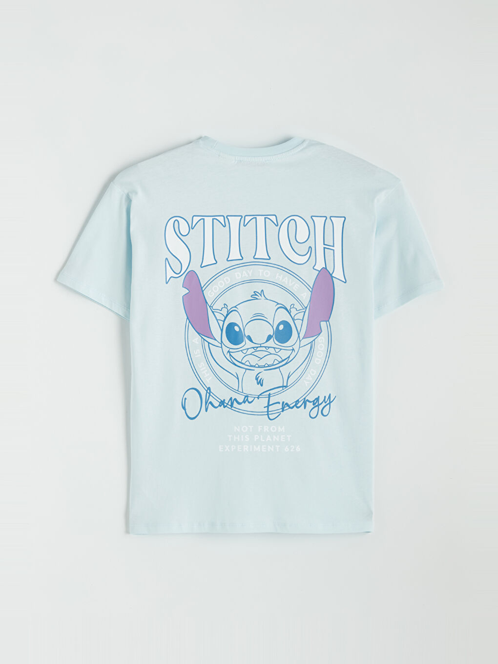 Mavi Bisiklet Yaka Stitch Baskılı Kadın Tişört-6