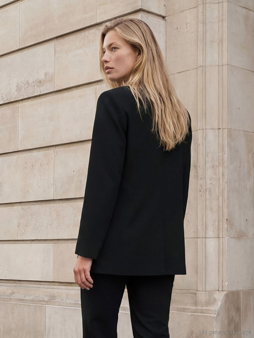 Siyah Şal Yaka Kadın Blazer Ceket-2