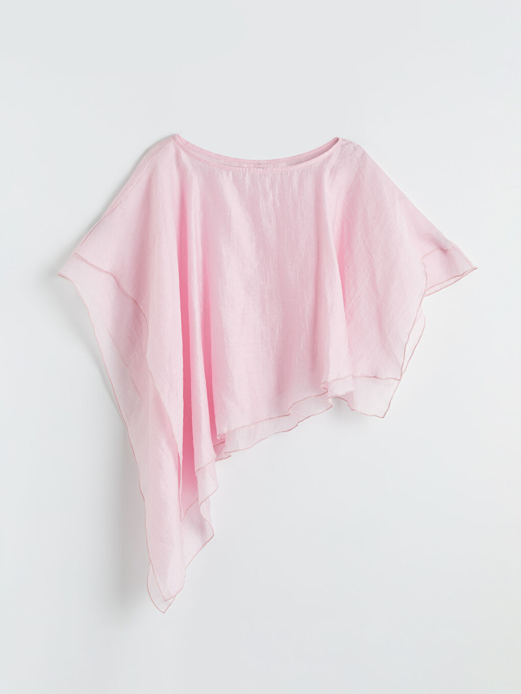 Pembe Kayık Yaka Asimetrik Kesim Bluz-3