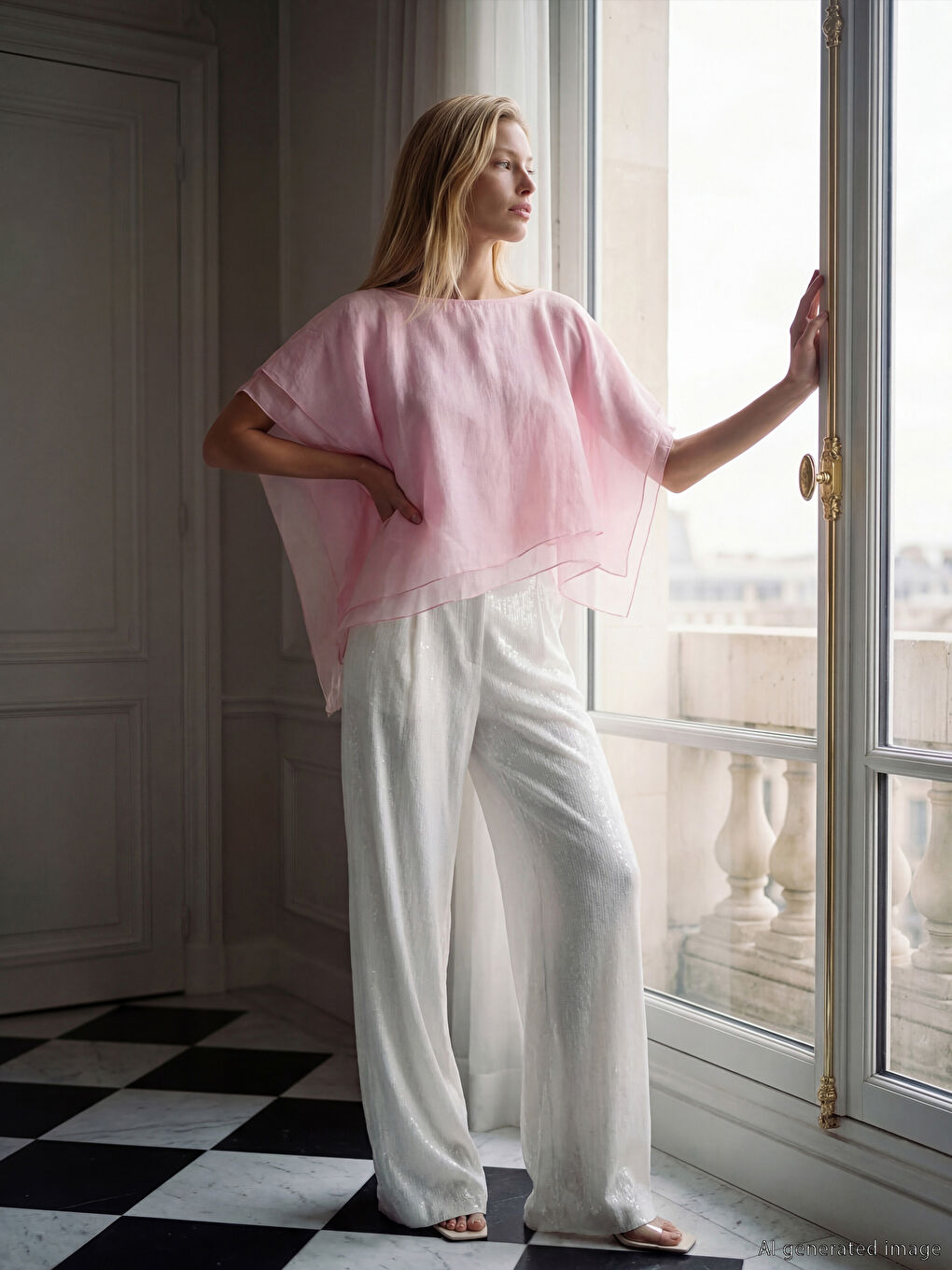 Pembe Kayık Yaka Asimetrik Kesim Bluz-1