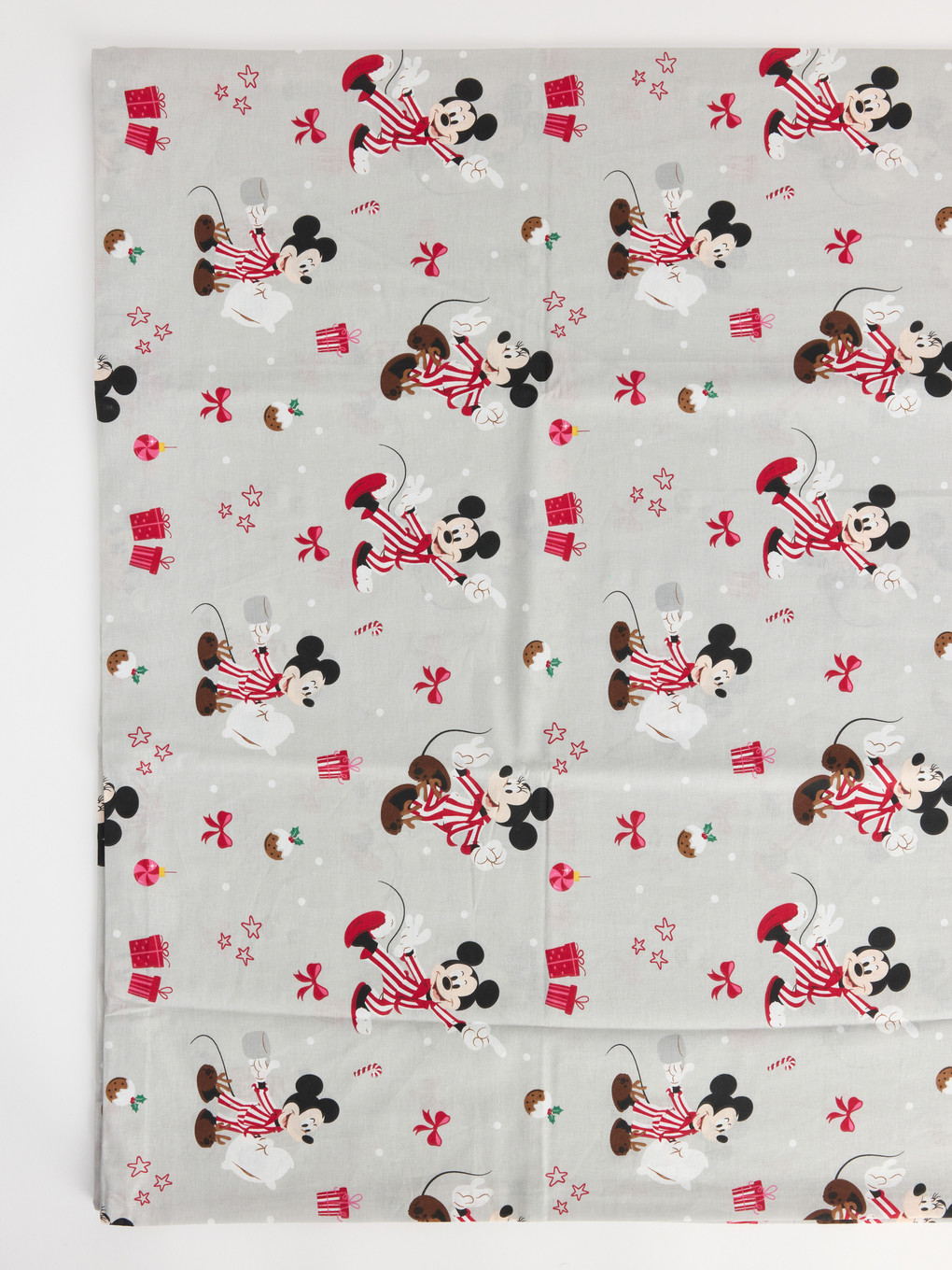 Gri Mickey Mouse Baskılı Pamuklu Tek Kişilik Nevresim Seti-4
