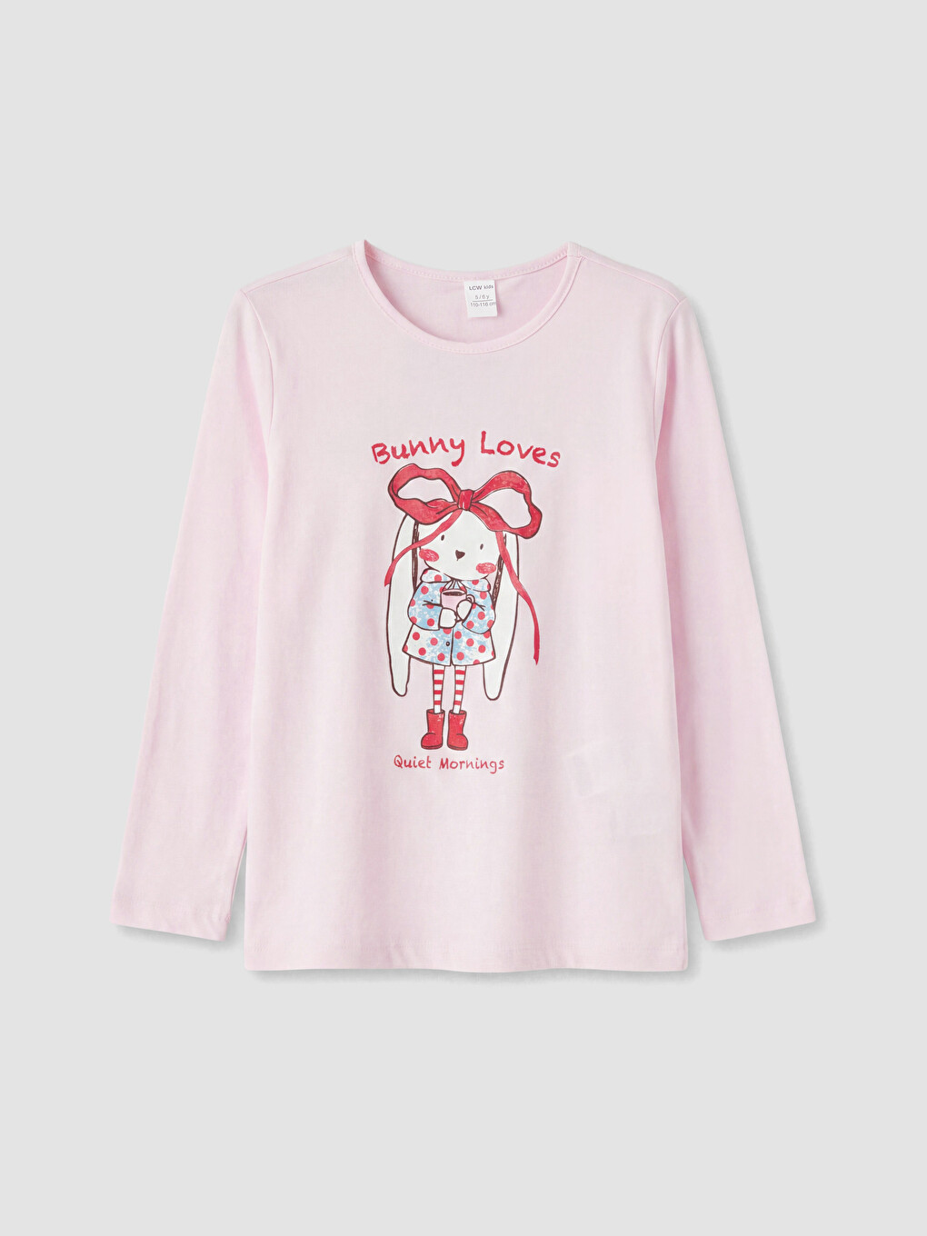 Pembe Baskılı Bisiklet Yaka Kız Çocuk Pijama Takım-1