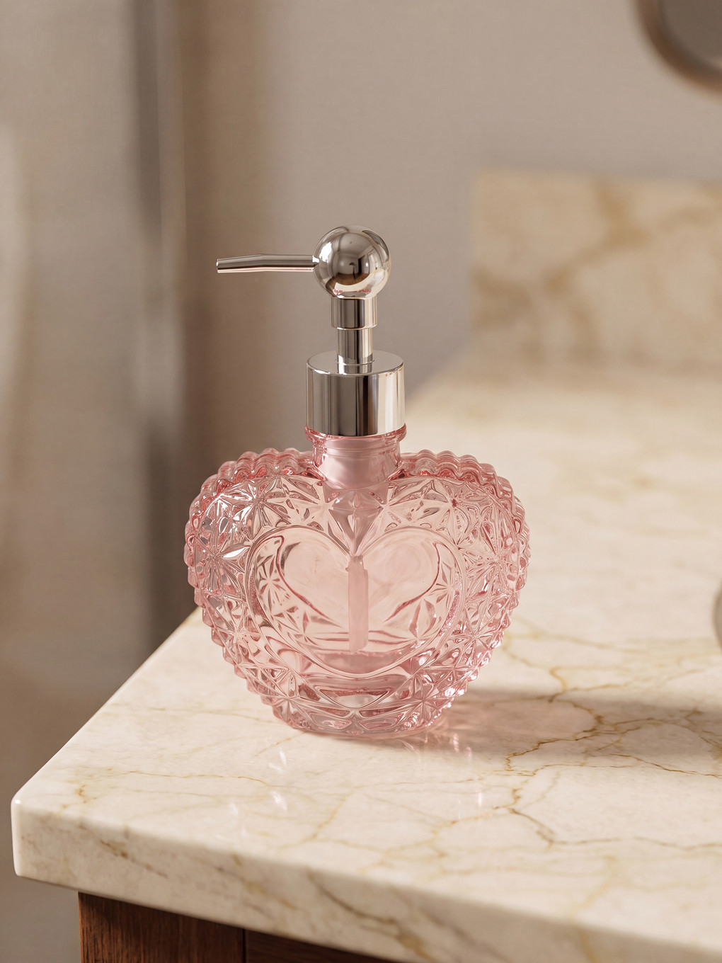 Heart Shaped Pink Liquid Soap Dispenser
