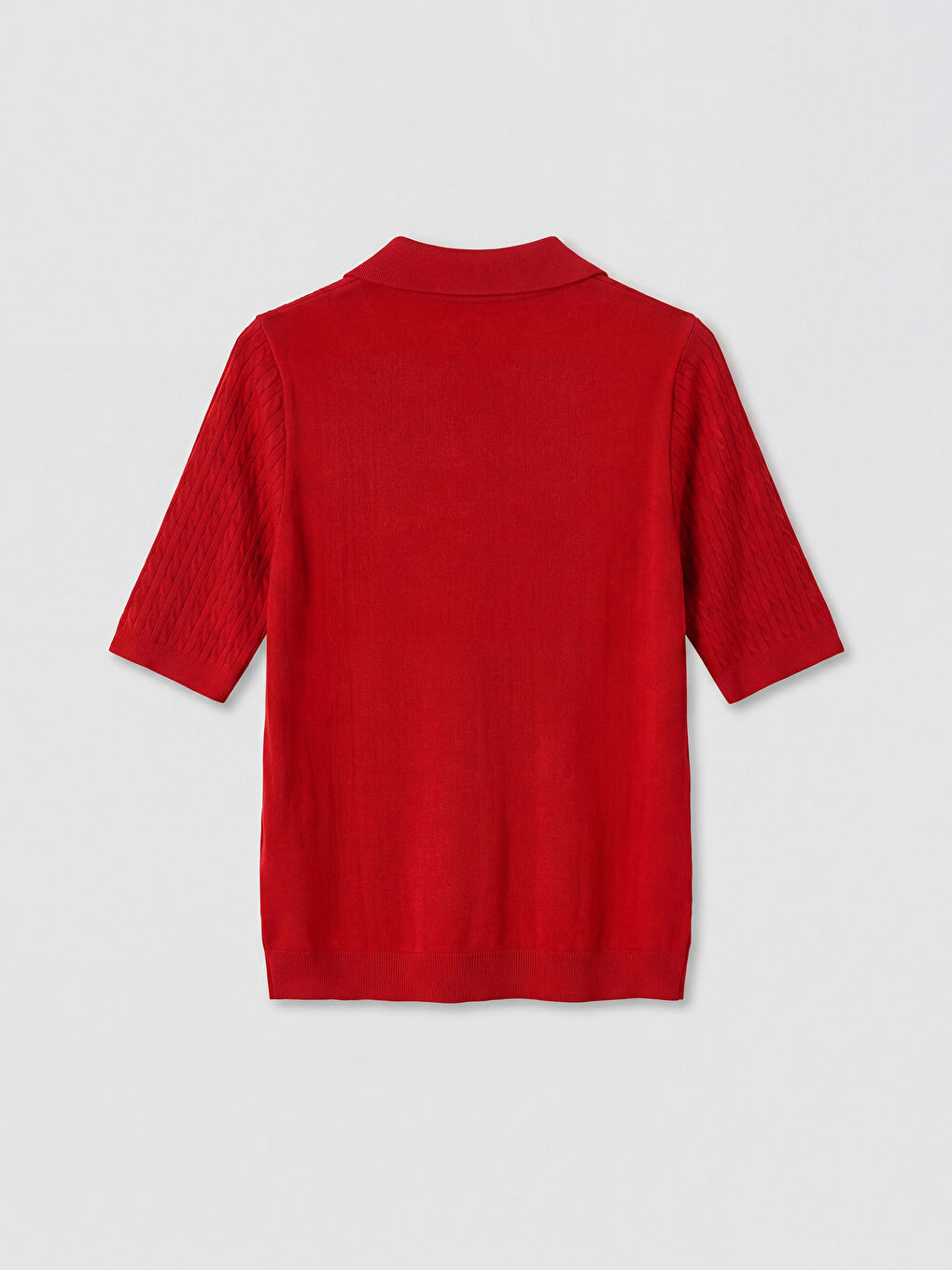 Kırmızı Polo Yaka Kadın Triko Kazak-1