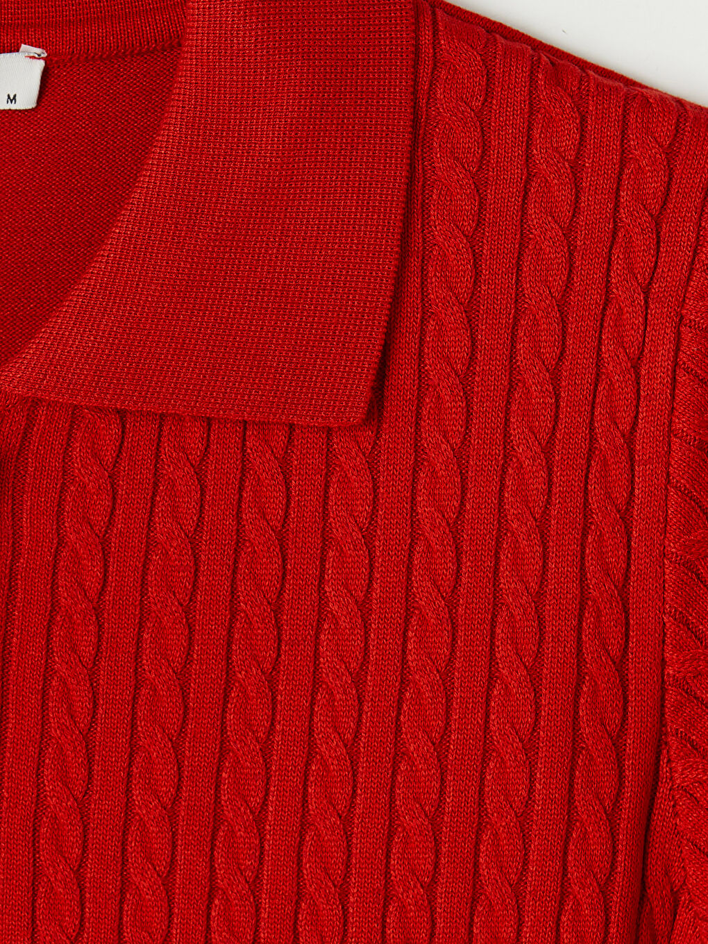 Kırmızı Polo Yaka Kadın Triko Kazak-2