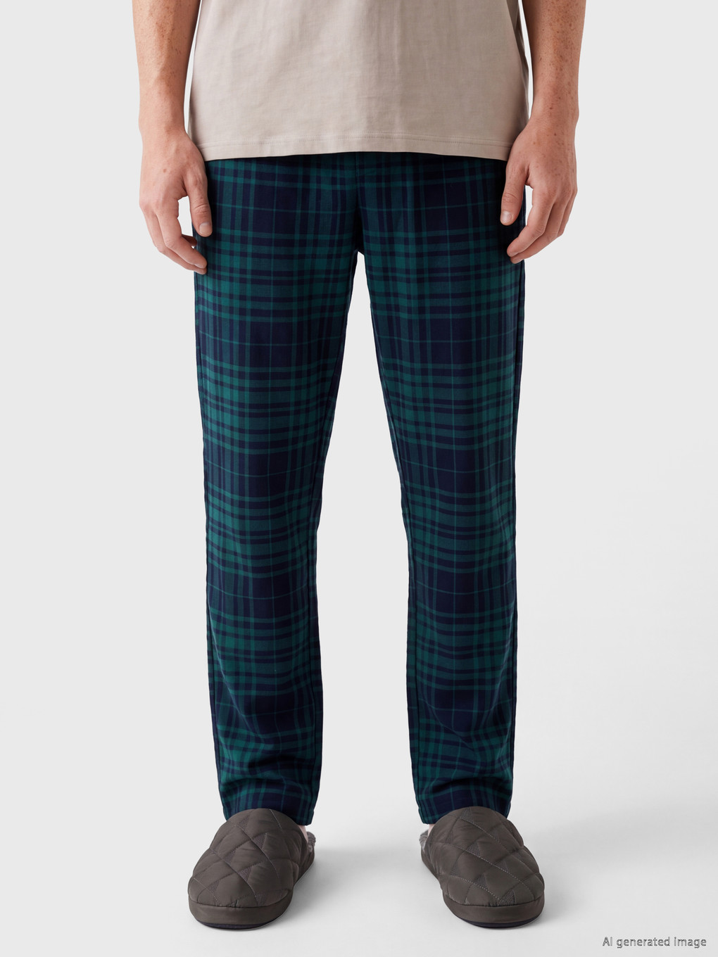 Mavi Regular Fit Ekose Erkek Pijama Alt-1