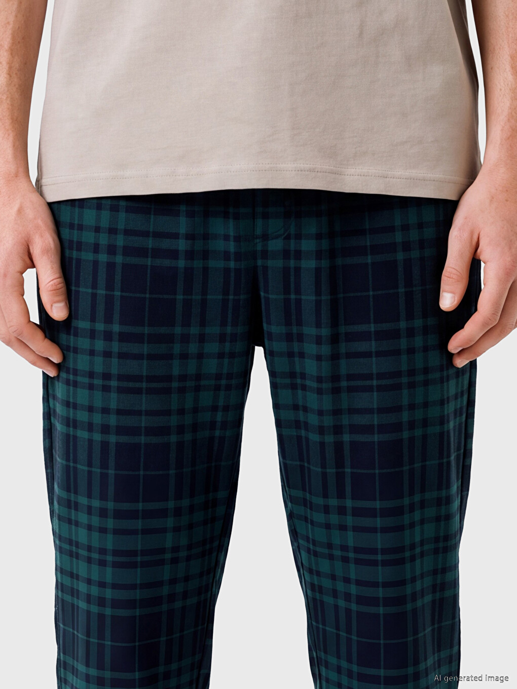 Mavi Regular Fit Ekose Erkek Pijama Alt-2