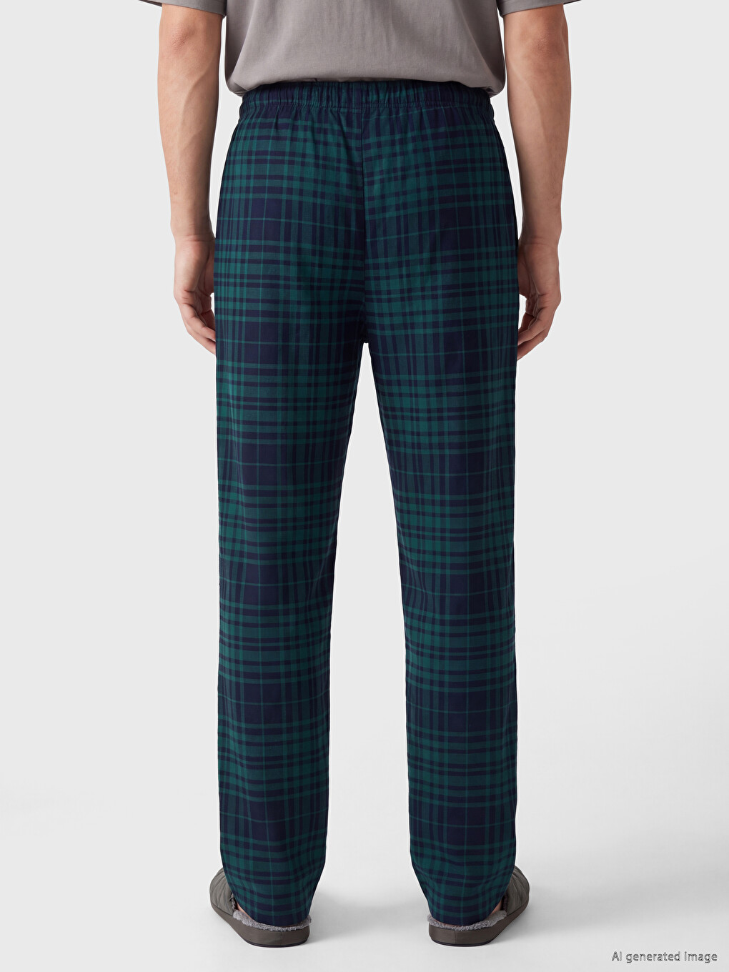 Mavi Regular Fit Ekose Erkek Pijama Alt-3