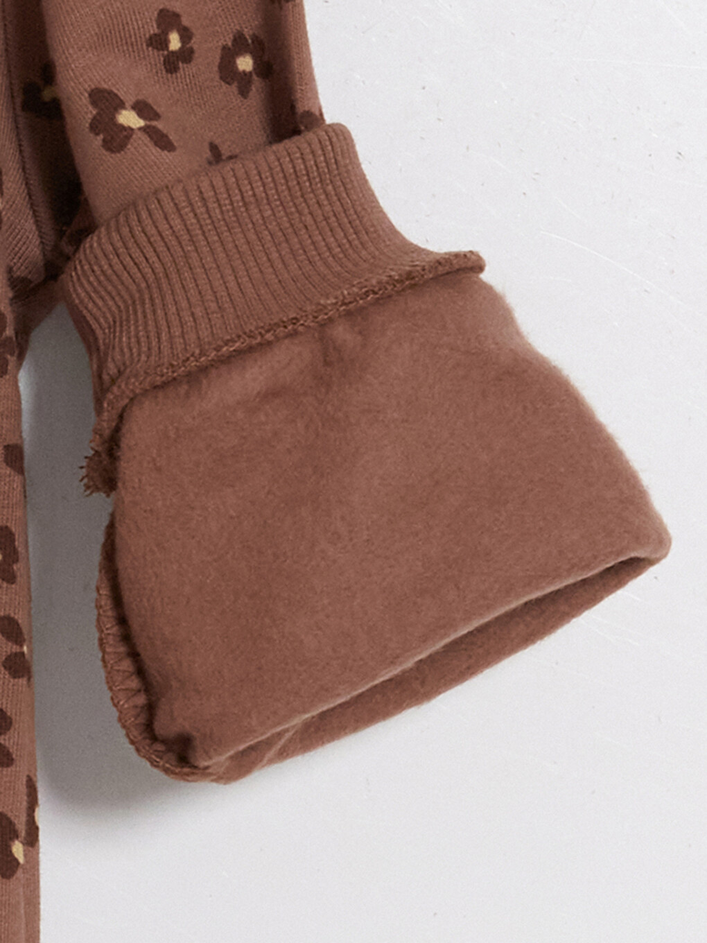 Kahverengi Çiçekli Kız Çocuk Kalın Sweatshirt-1