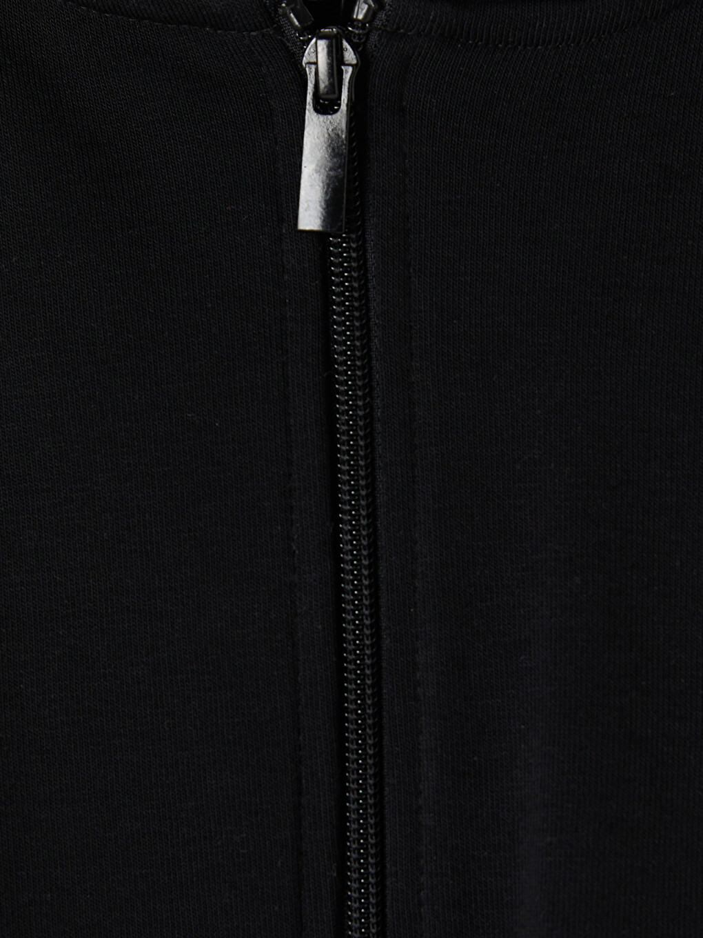 Siyah Kapüşonlu Kız Çocuk Fermuarlı Sweatshirt-1