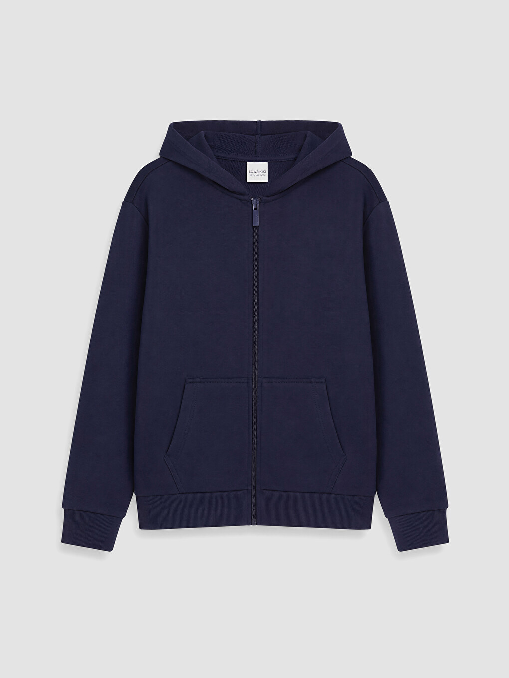 Lacivert Kapüşonlu Kız Çocuk Fermuarlı Sweatshirt