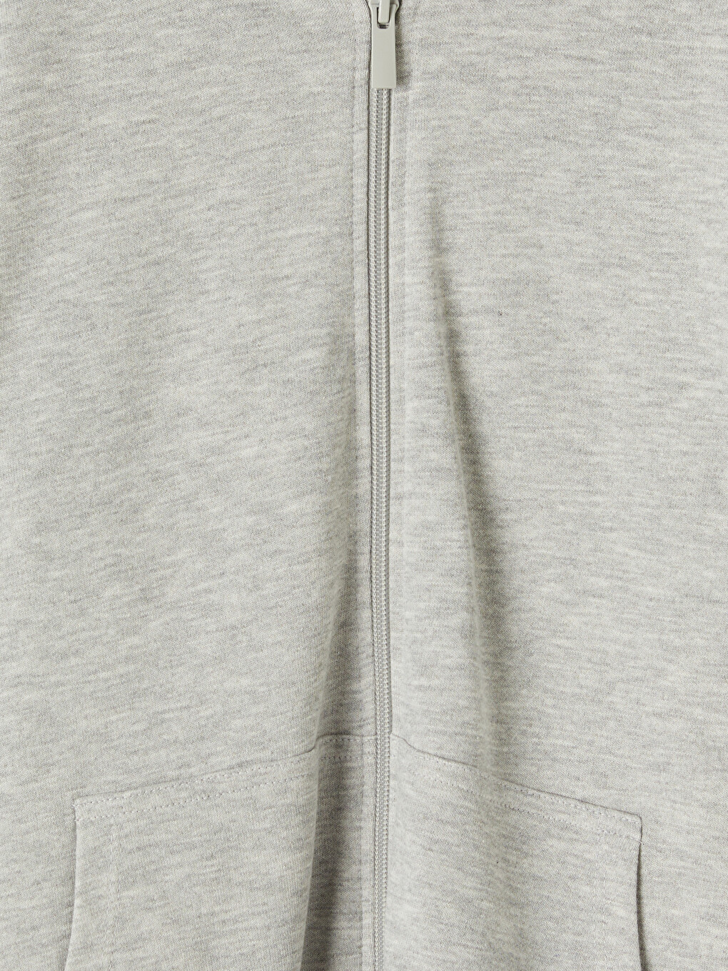 Gri Kapüşonlu Kız Çocuk Fermuarlı Sweatshirt-1