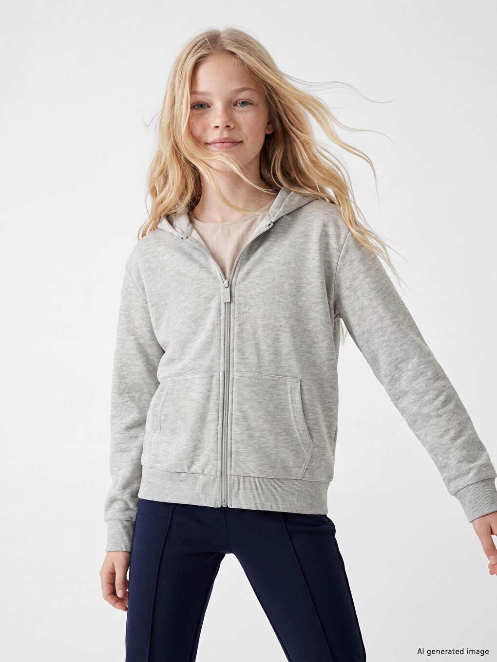 Hooded Girls' Zippered Sweatshirt