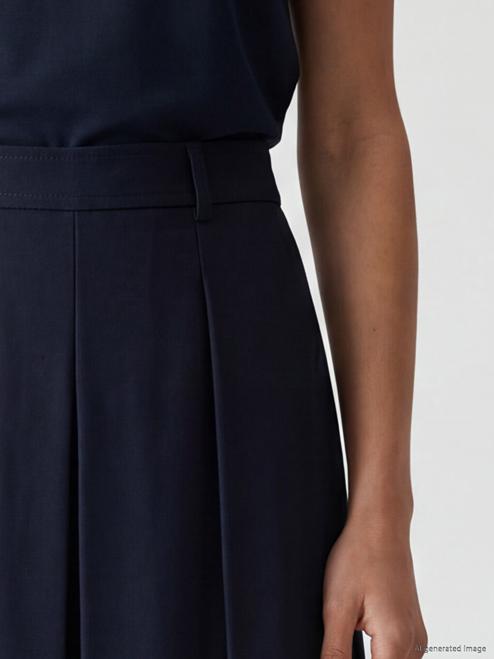 High Waist Pleated Midi Skirt-2