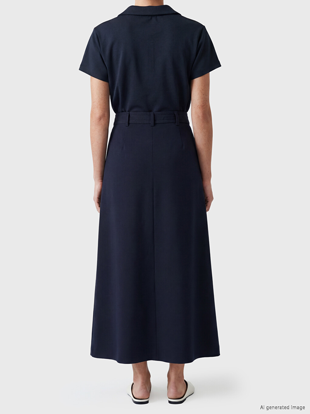 High Waist Pleated Midi Skirt-3