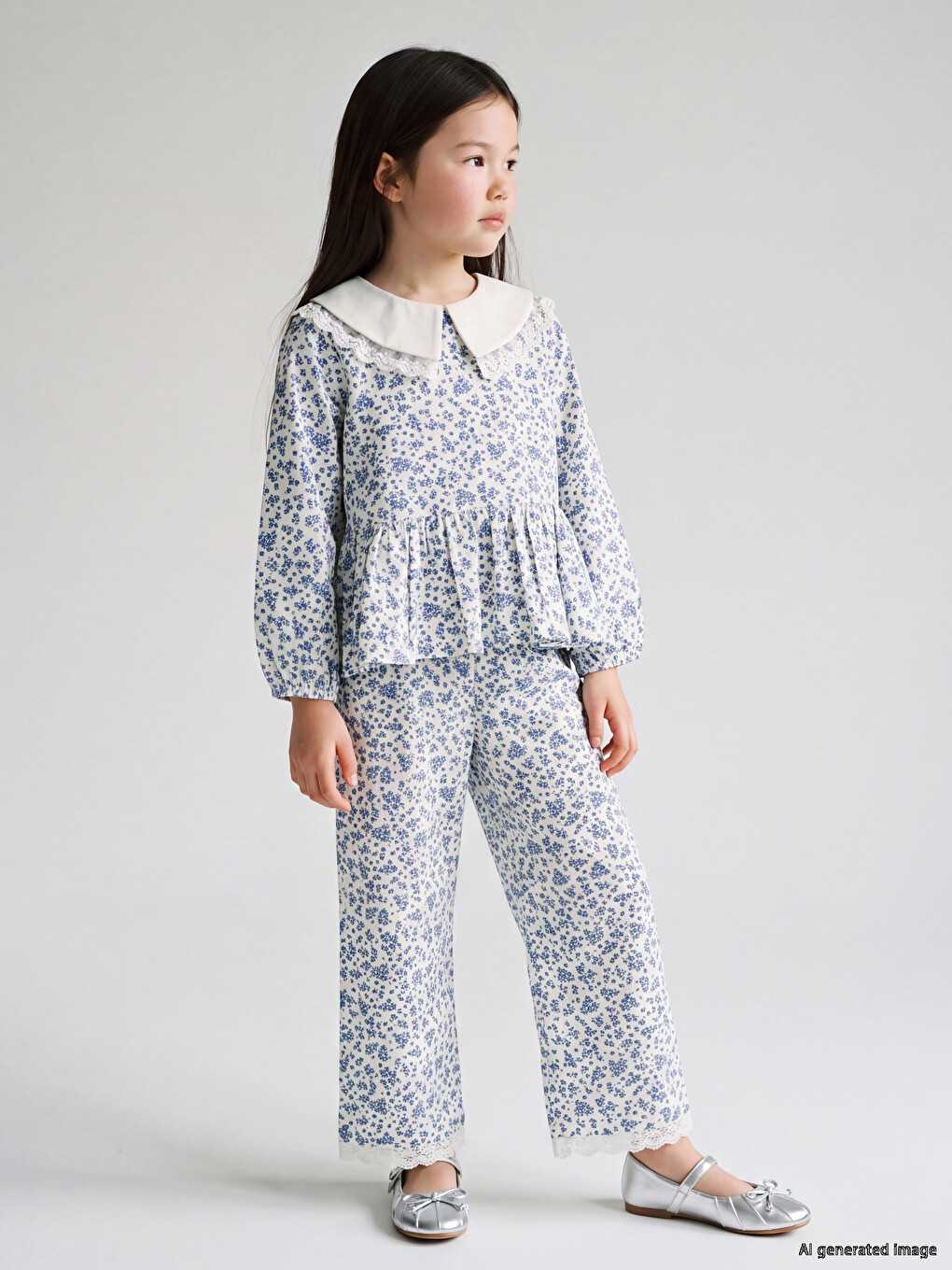 Floral Girls' Blouse And Pants