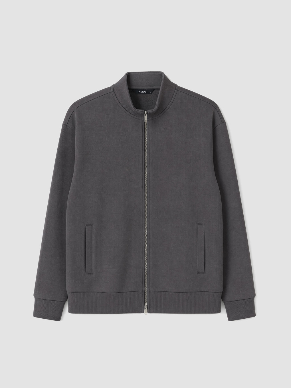 Antrasit Loose Fit Dik Yaka Fermuarlı Sweatshirt-4