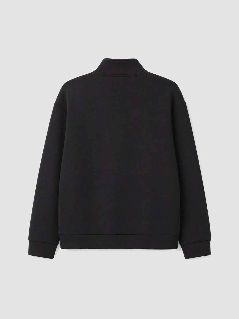 Siyah Loose Fit Dik Yaka Fermuarlı Sweatshirt-7