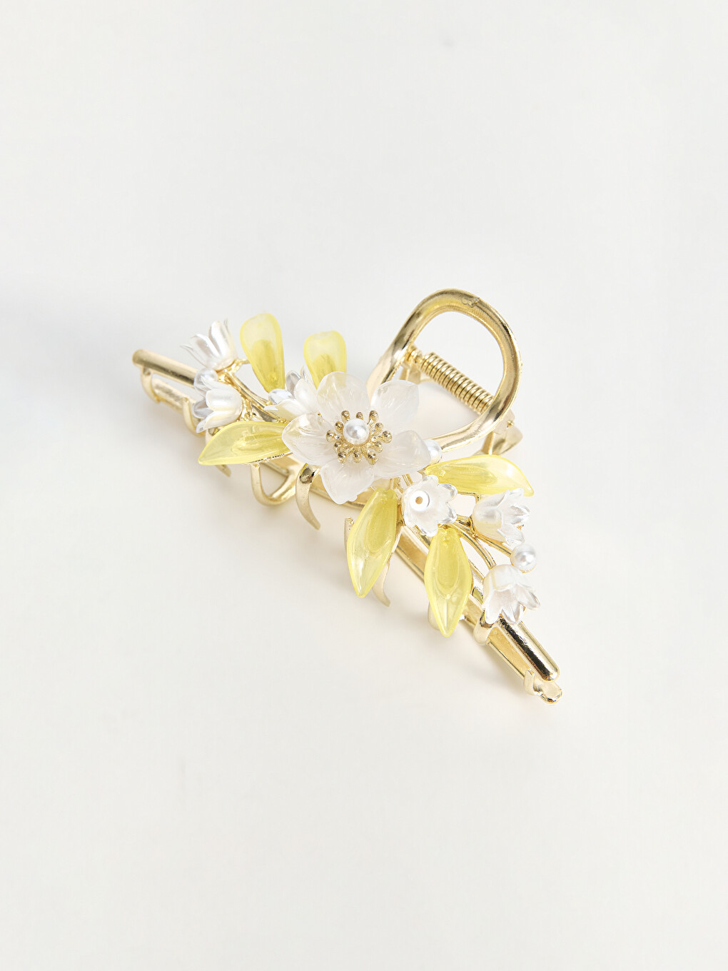 Flower Figured And Bead Worked Woman Claw Clip-2