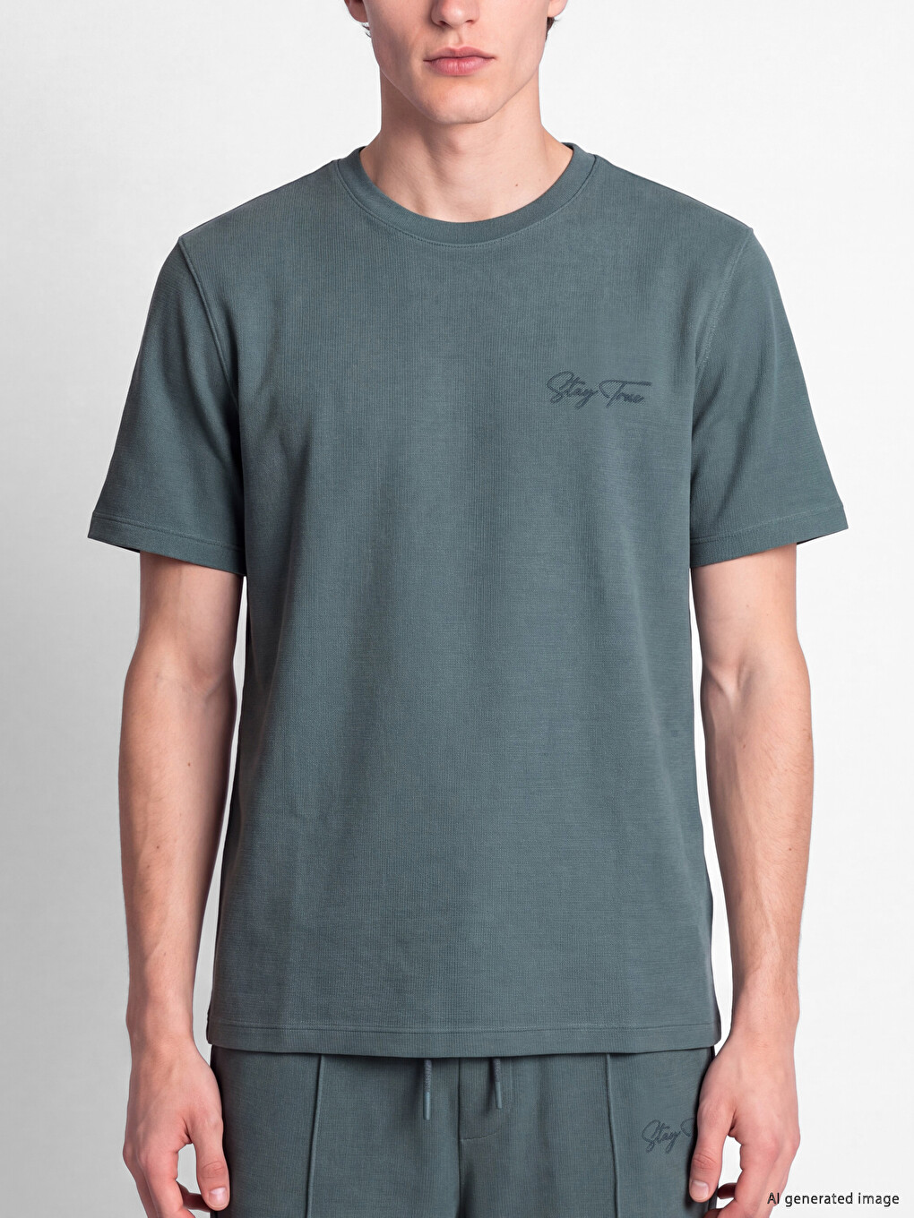 Crew Neck Pique Men's T-shirt-2