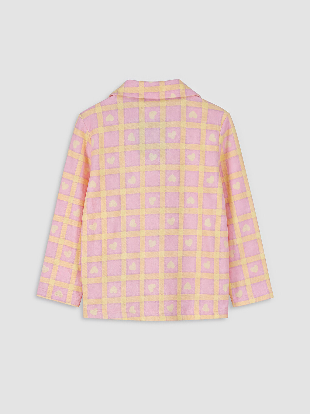 Pembe Gömlek Yaka Kız Çocuk Pijama Üst-1
