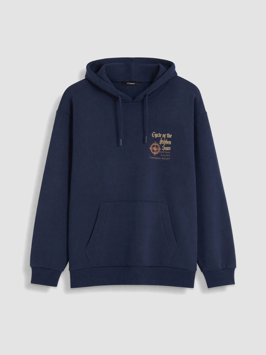 Lacivert Baskılı Erkek Hoodie