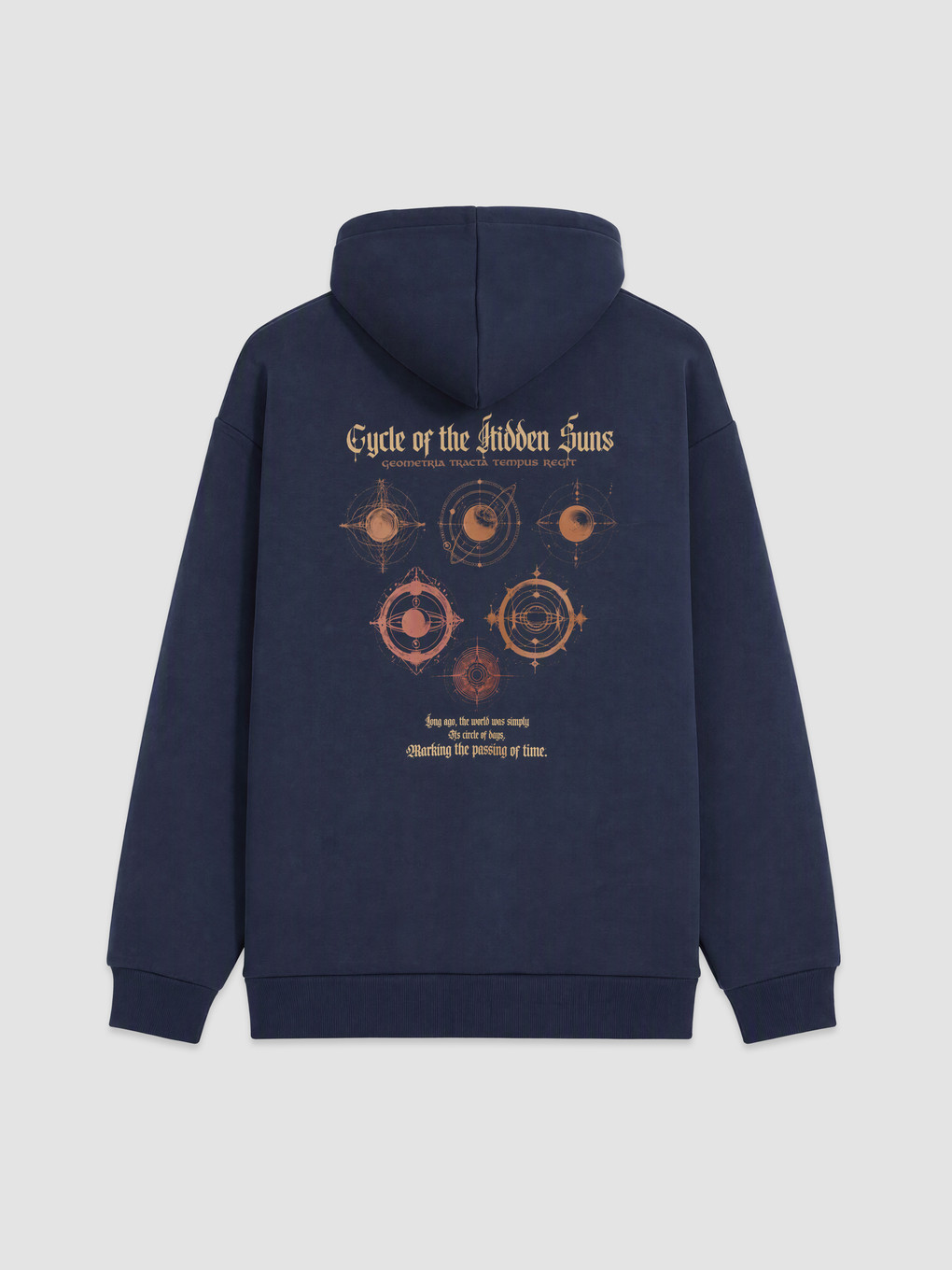 Lacivert Baskılı Erkek Hoodie-1