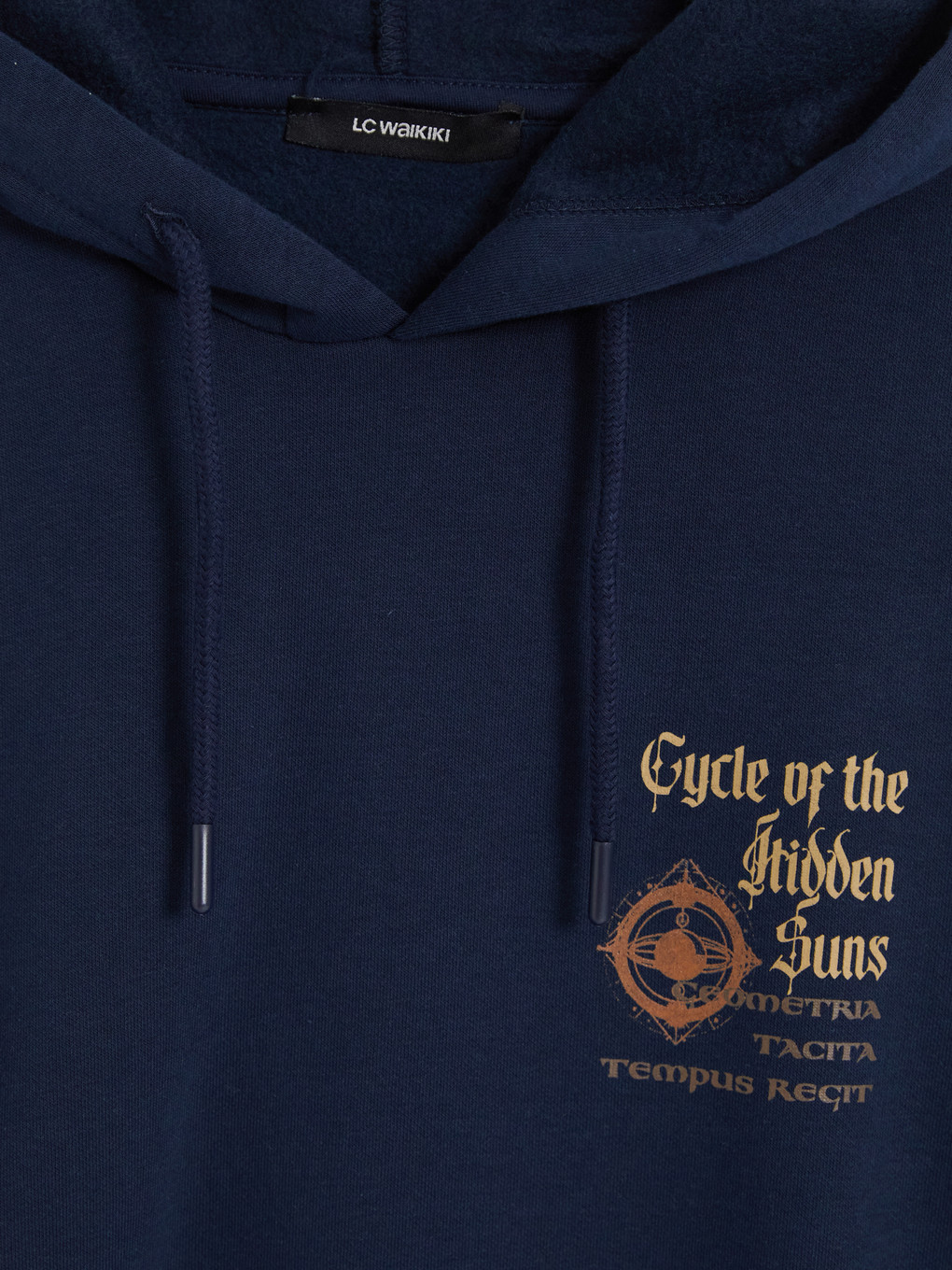 Lacivert Baskılı Erkek Hoodie-2