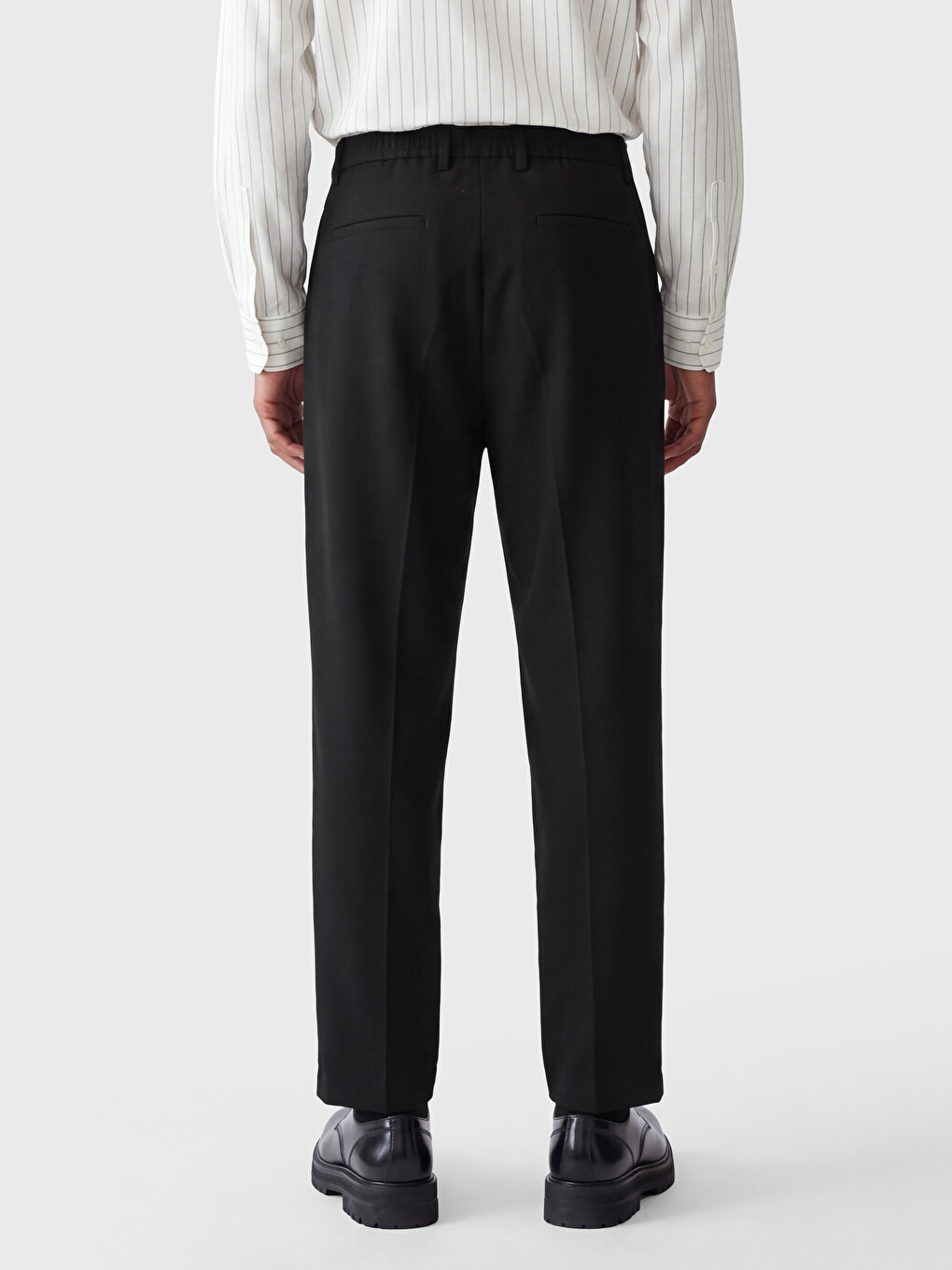 Siyah Relax Fit Gabardin Erkek Pileli Pantolon-2