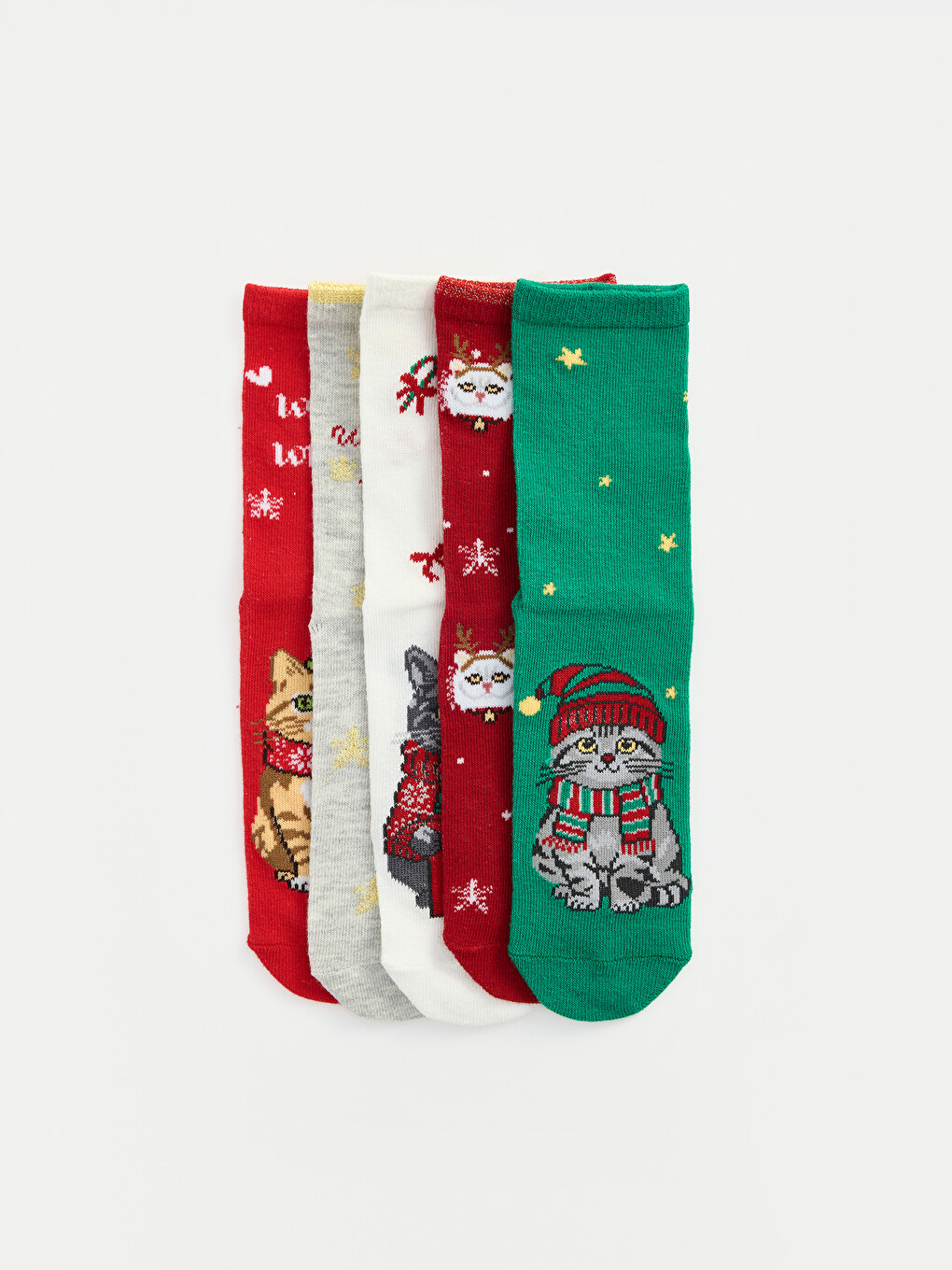 5 Pack New Year Themed Girls' Ankle Socks