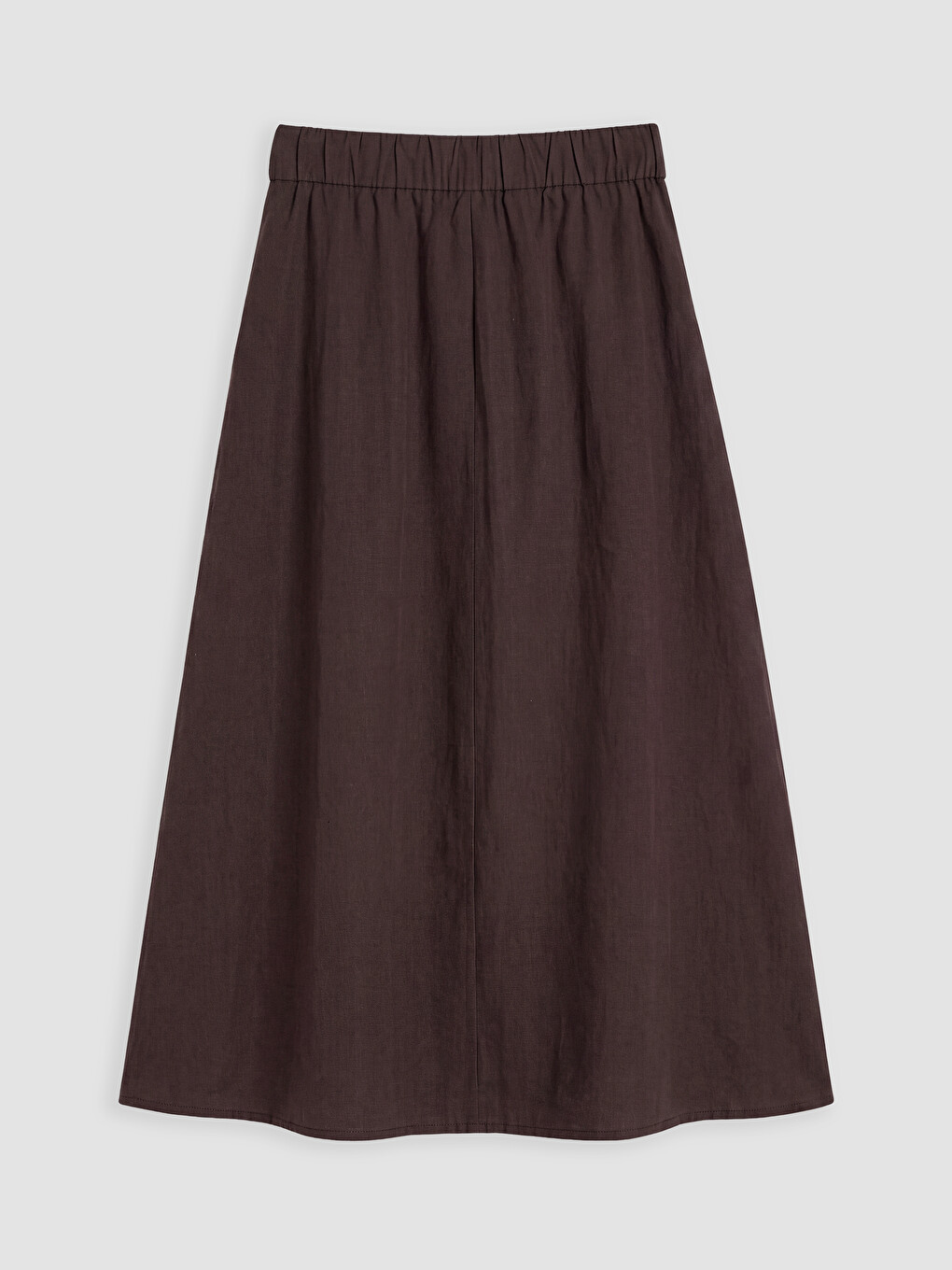 Kahverengi Beli Lastikli Gabardin Kloş Etek-5