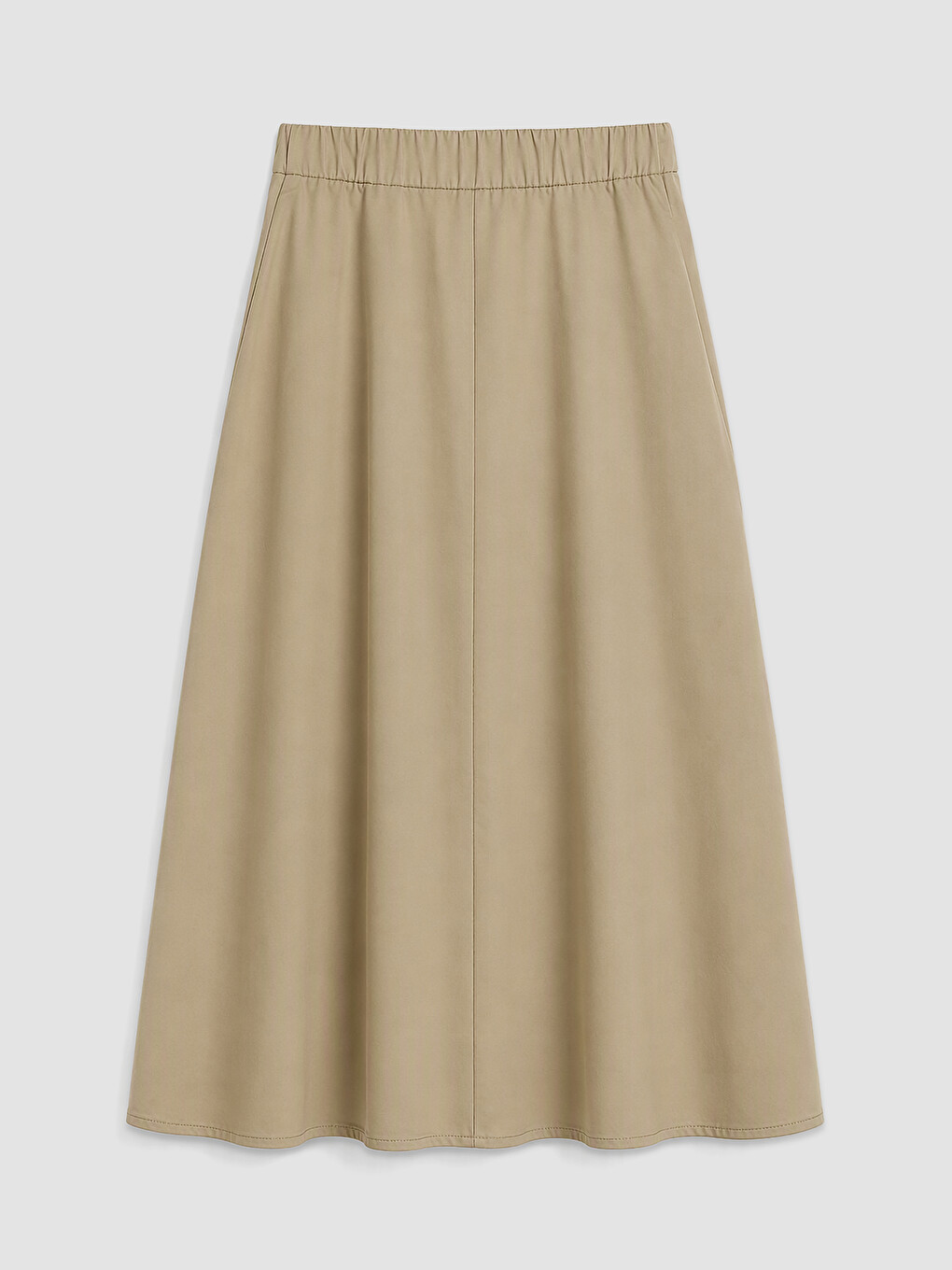 Bej Beli Lastikli Gabardin Kloş Etek-6