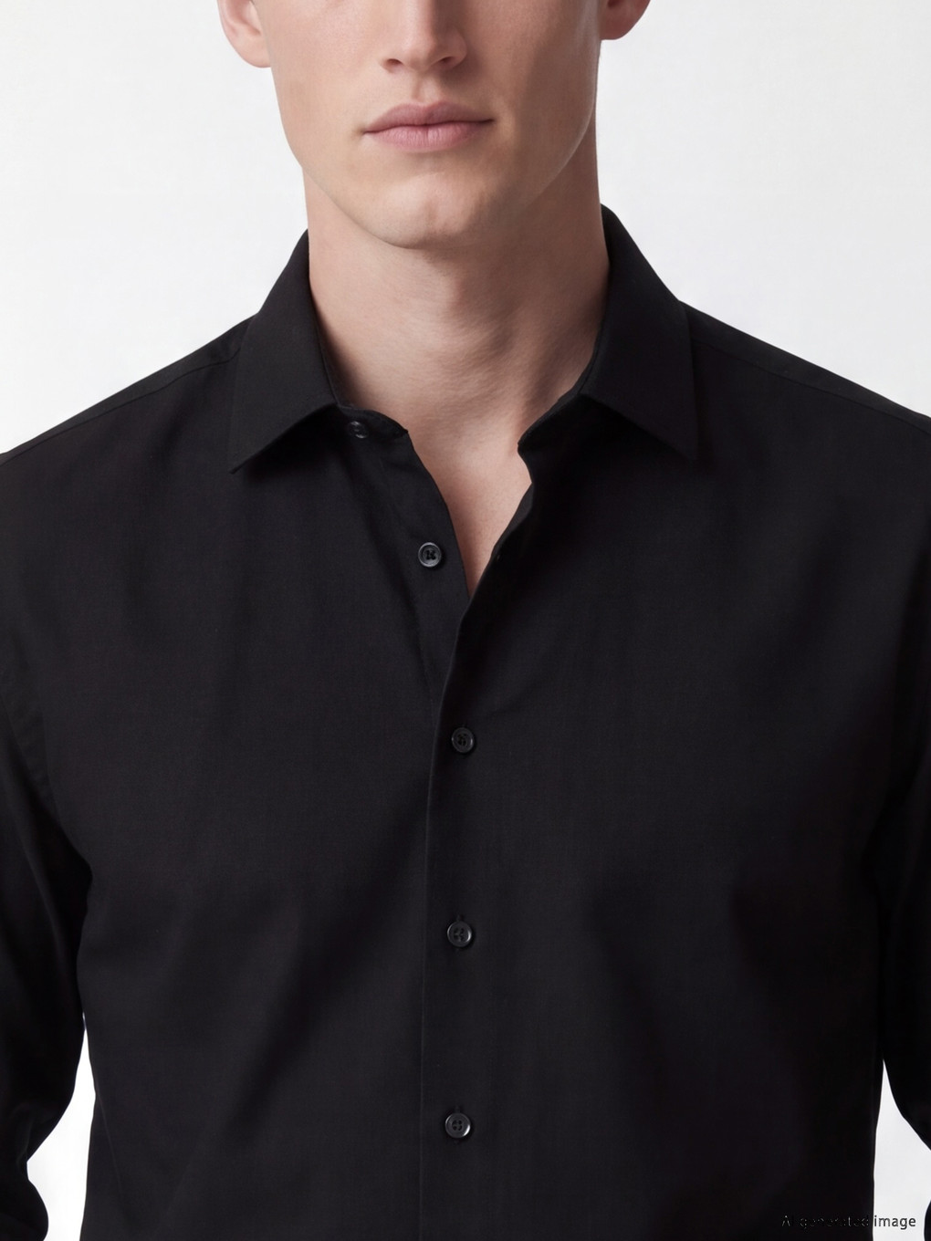 Siyah Regular Fit Gabardin Erkek Gömlek-2