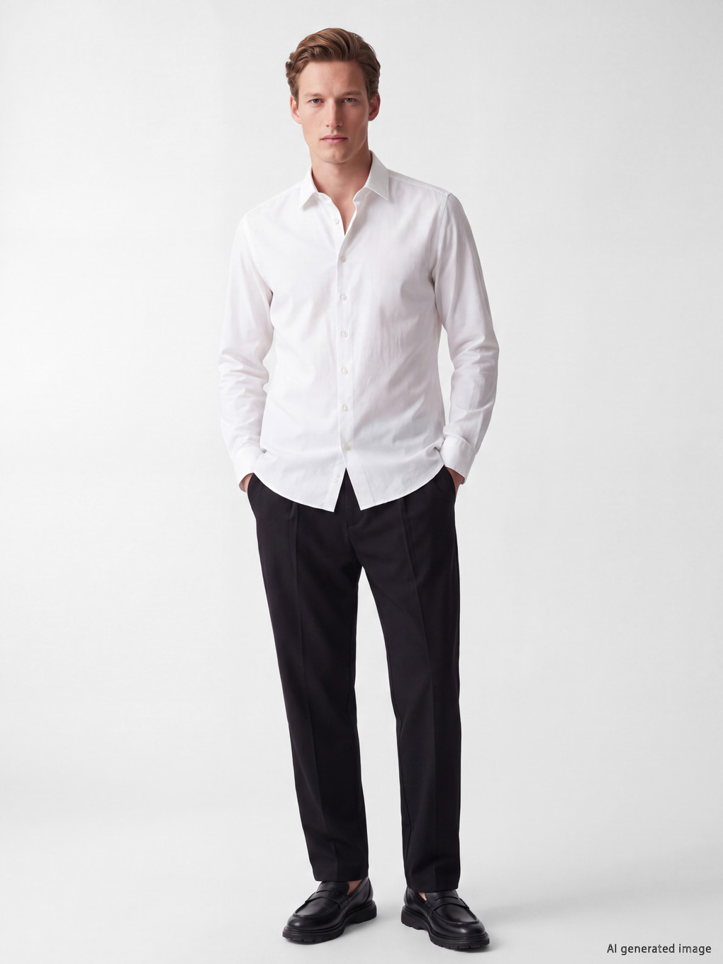Beyaz Regular Fit Gabardin Erkek Gömlek-1