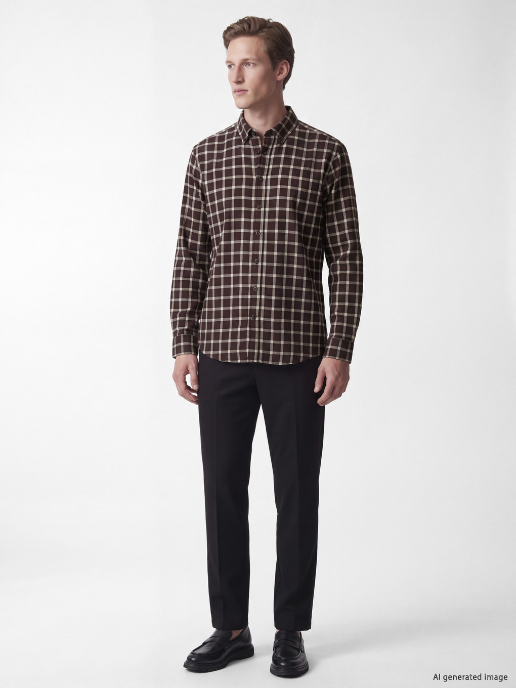 Bordo Regular Fit Ekose Gabardin Erkek Gömlek-1