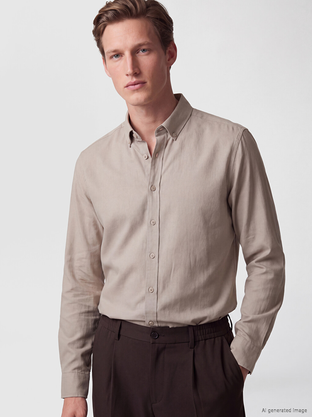 Man Beige Shirt