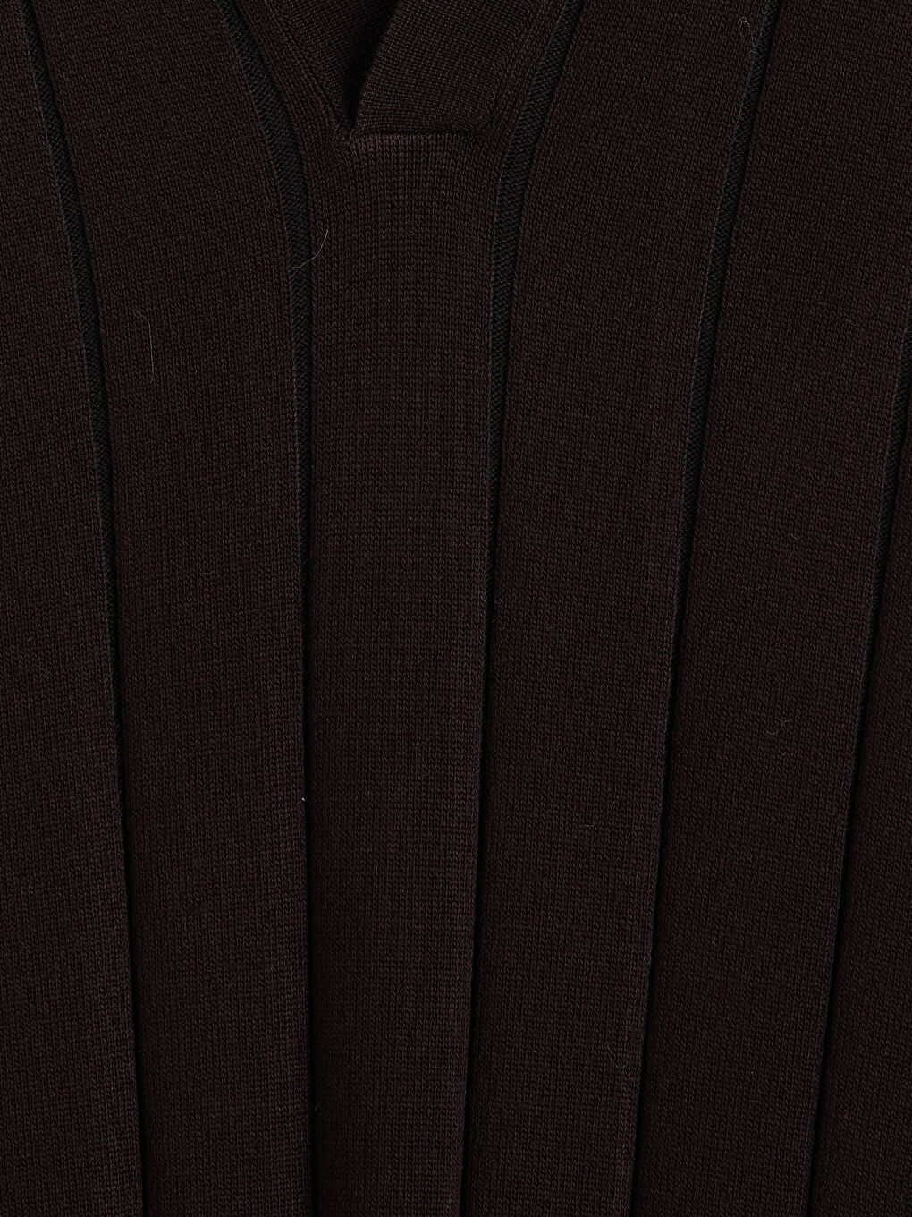 Kahverengi Polo Yaka Çizgili Erkek Triko Tişört-2