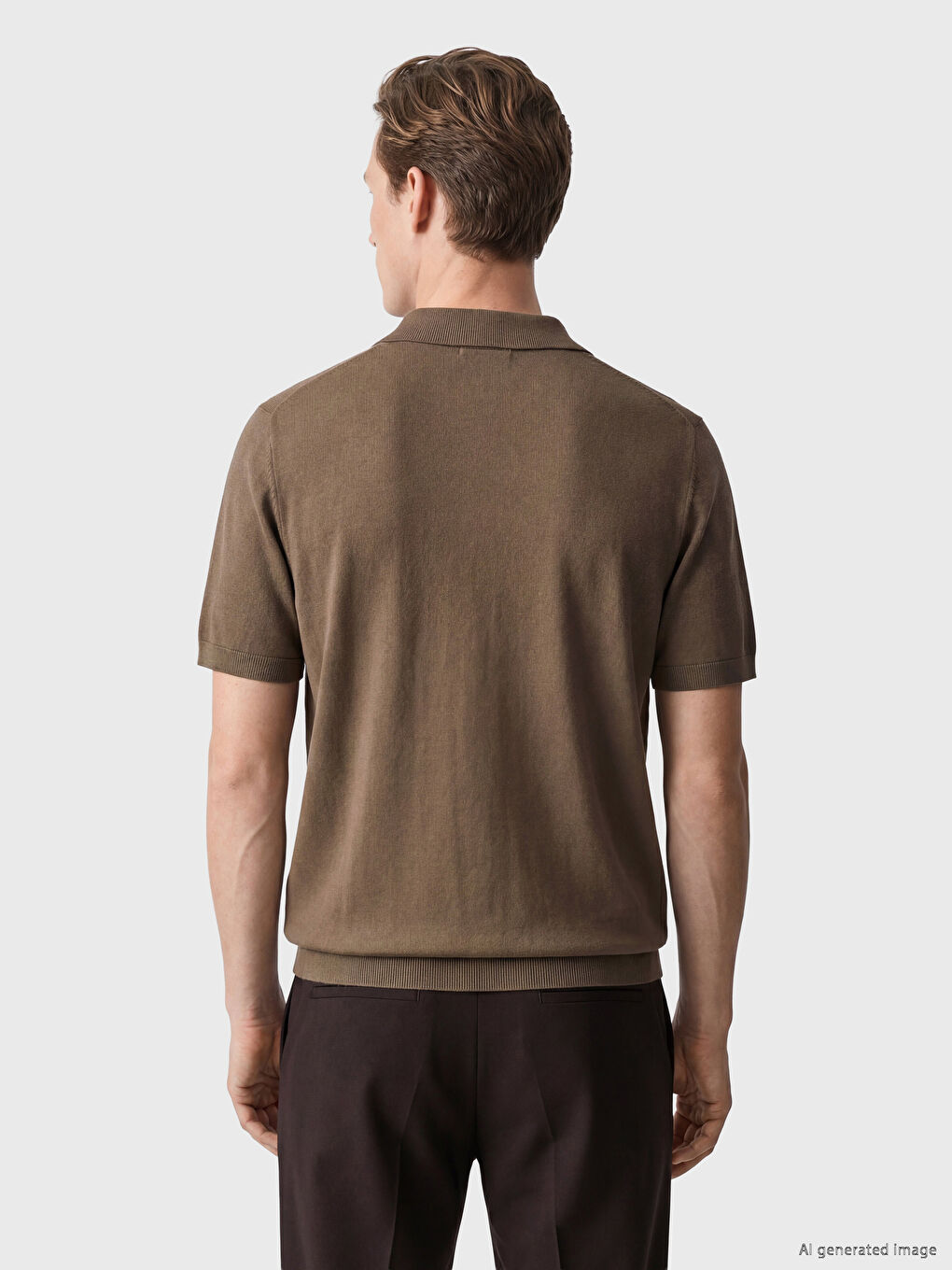 Bej Polo Yaka Erkek Triko Tişört-3