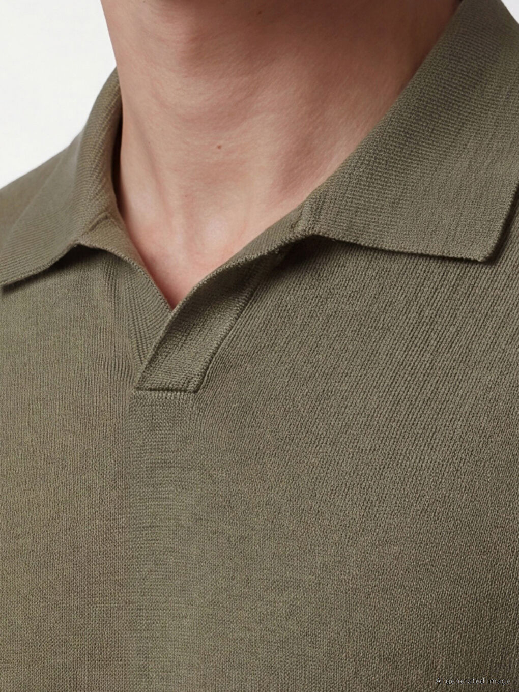 Haki Polo Yaka Erkek Triko Tişört-2
