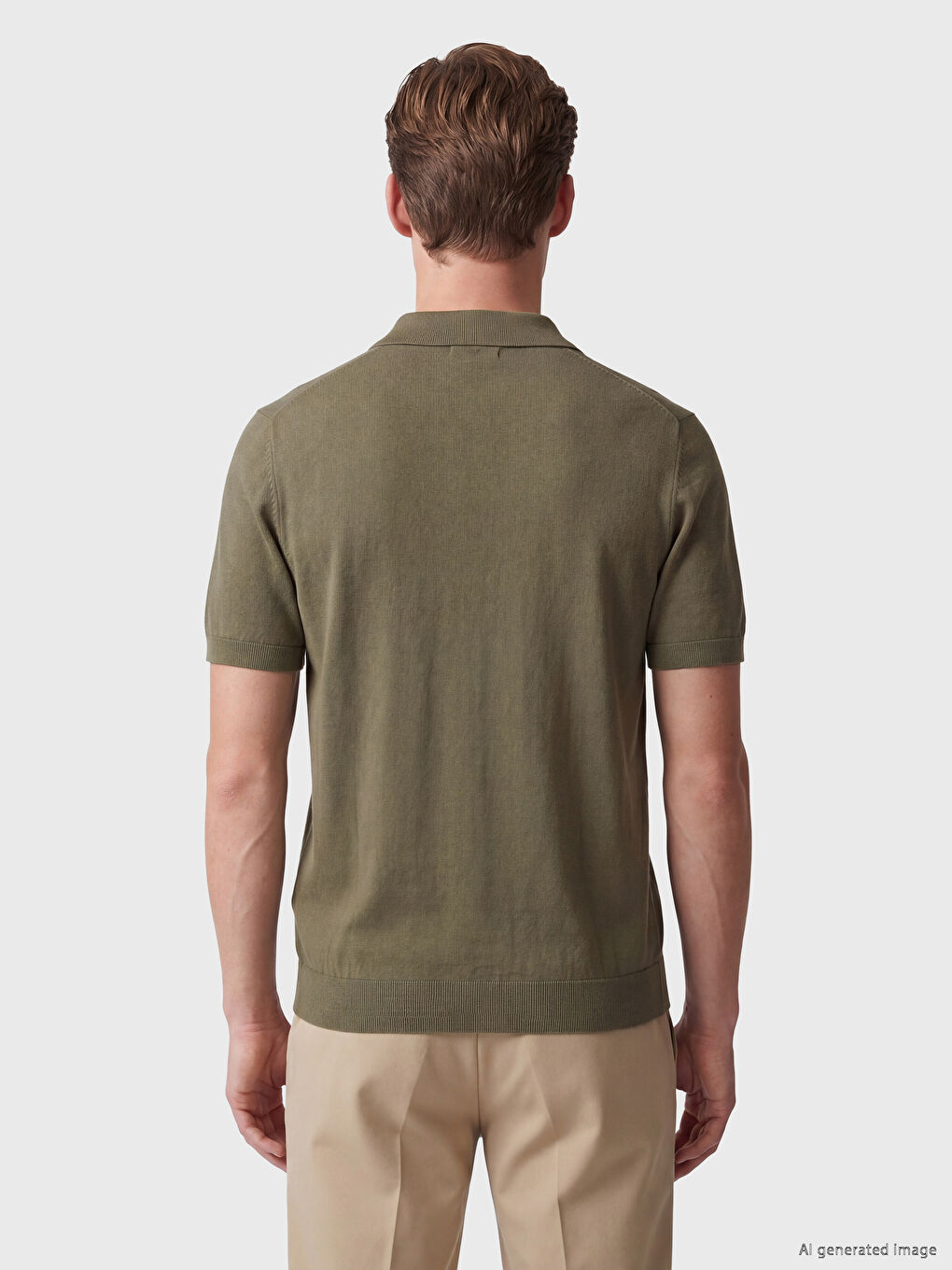 Haki Polo Yaka Erkek Triko Tişört-3