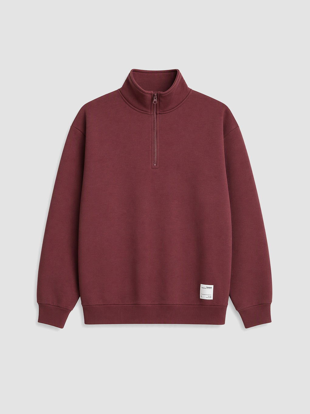 Bordo Dik Yaka Erkek Sweatshirt-4
