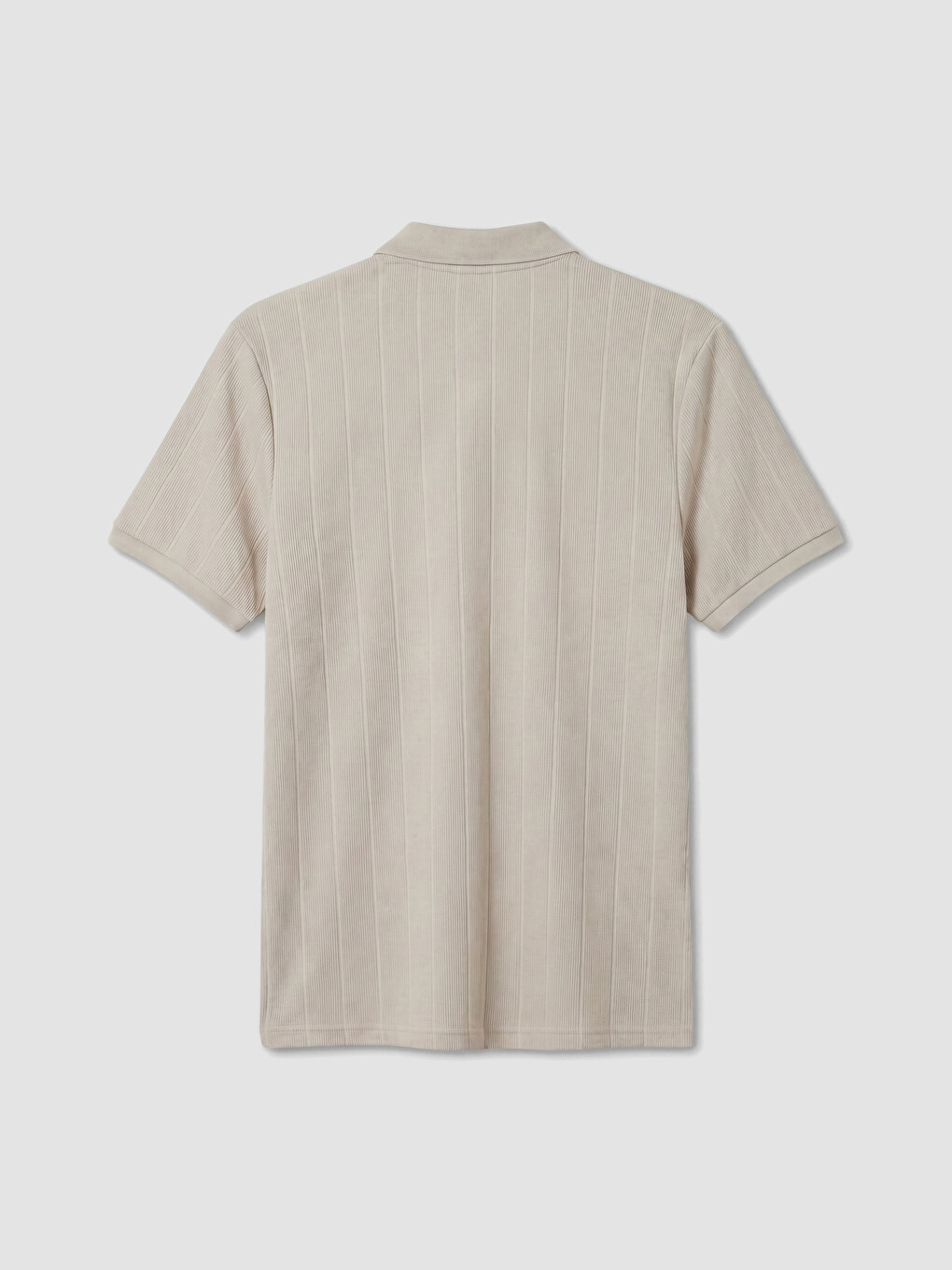 Bej Polo Yaka Standart Fit Ribana Erkek Tişört-6