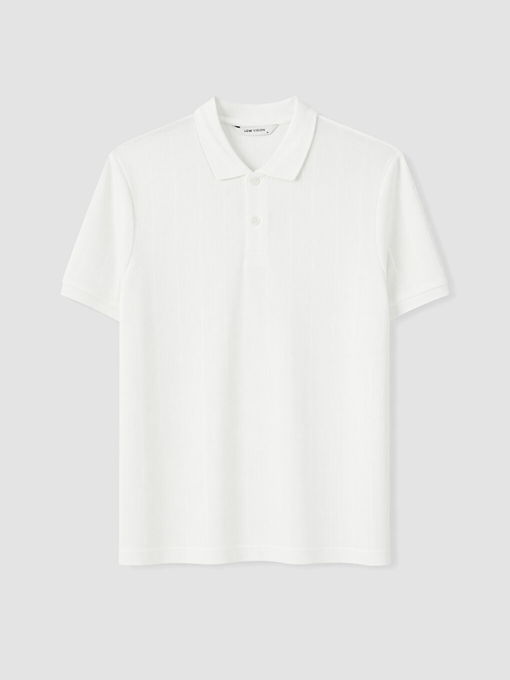 Beyaz Polo Yaka Standart Fit Erkek Tişört-4