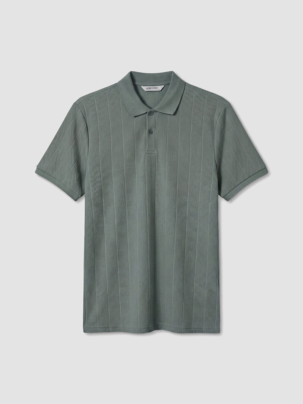 Yeşil Polo Yaka Standart Fit Çizgili Erkek Tişört-4