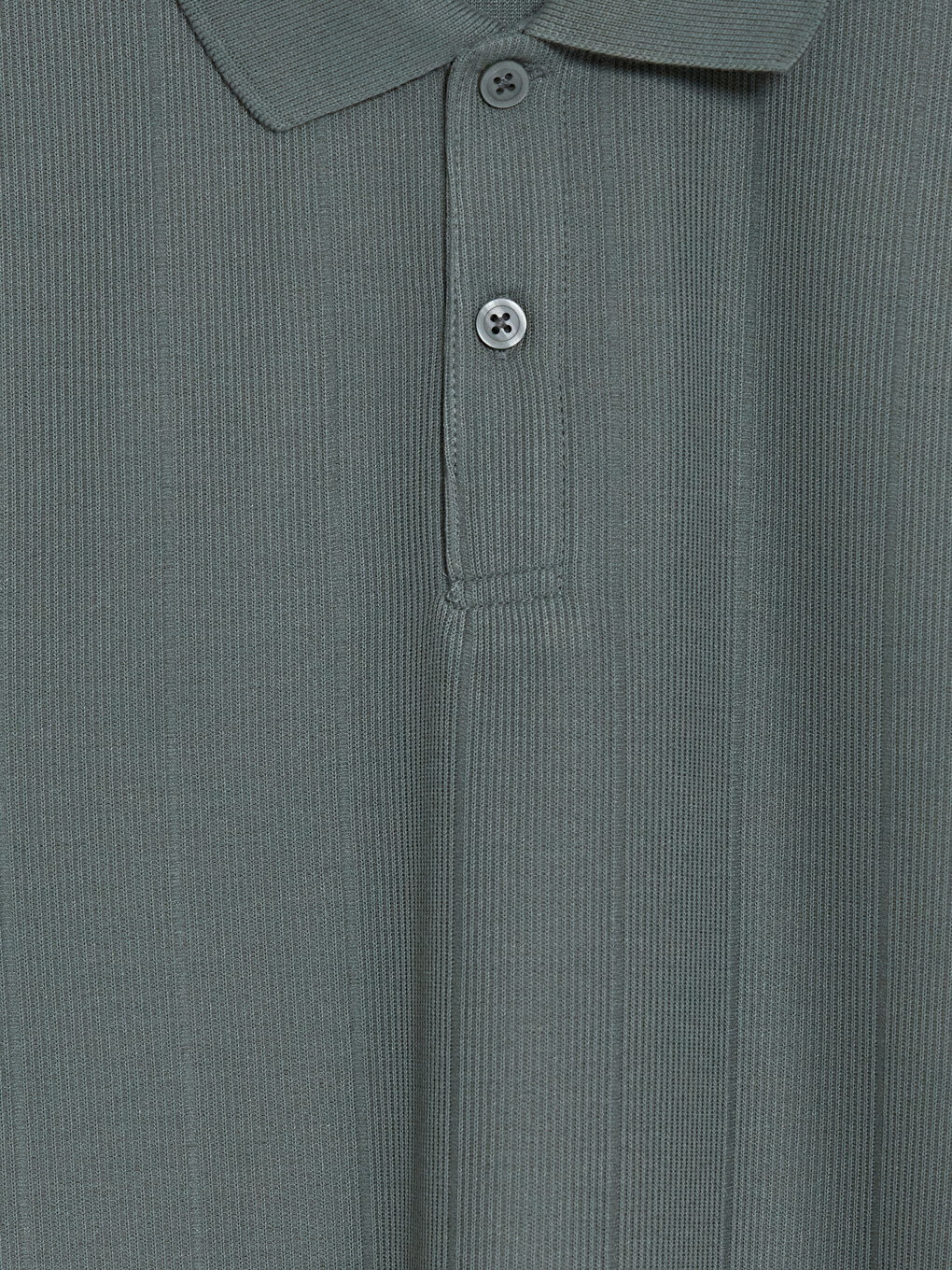 Yeşil Polo Yaka Standart Fit Çizgili Erkek Tişört-5