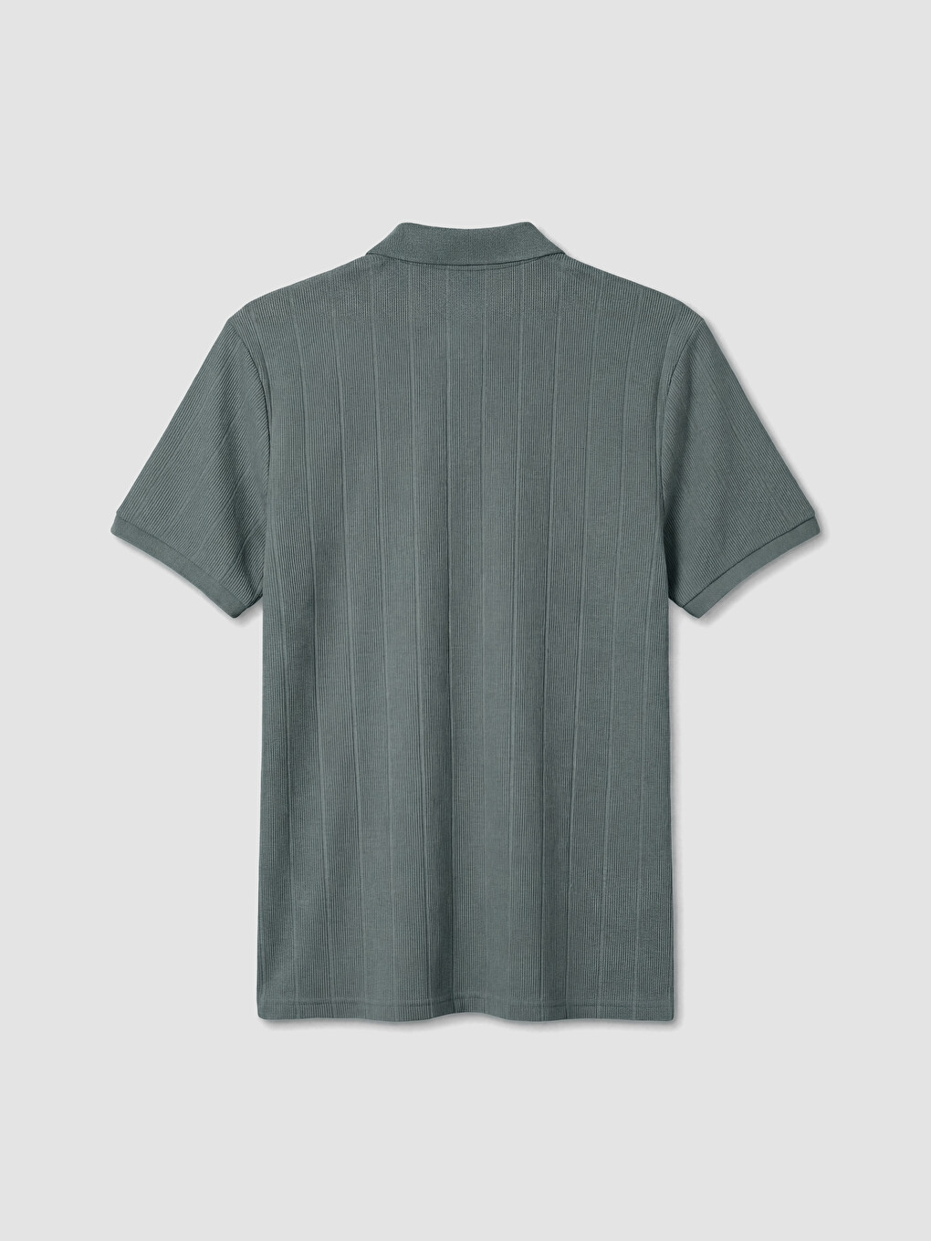 Yeşil Polo Yaka Standart Fit Çizgili Erkek Tişört-6