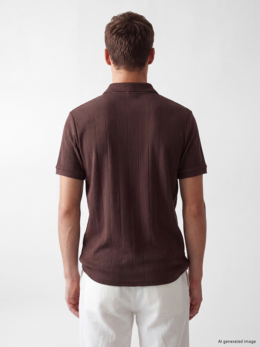 Mürdüm Polo Yaka Dokulu Erkek Tişört-3