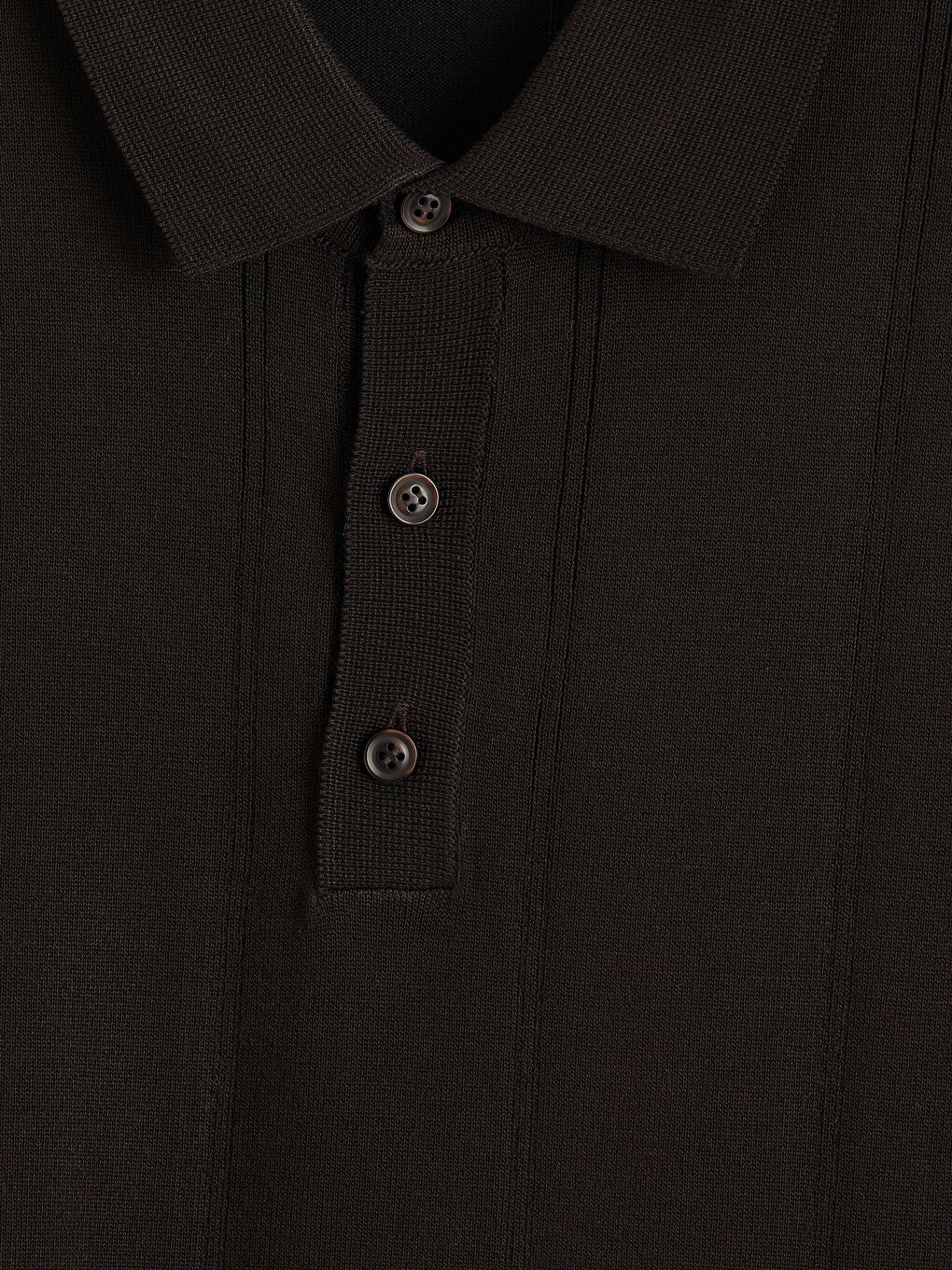 Kahverengi Polo Yaka Çizgili Erkek Triko Tişört-2